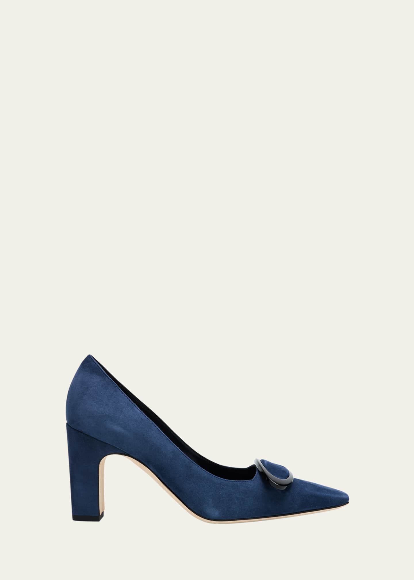 Manolo Blahnik Fenixhi Kid Suede Pumps Image 1 of 4