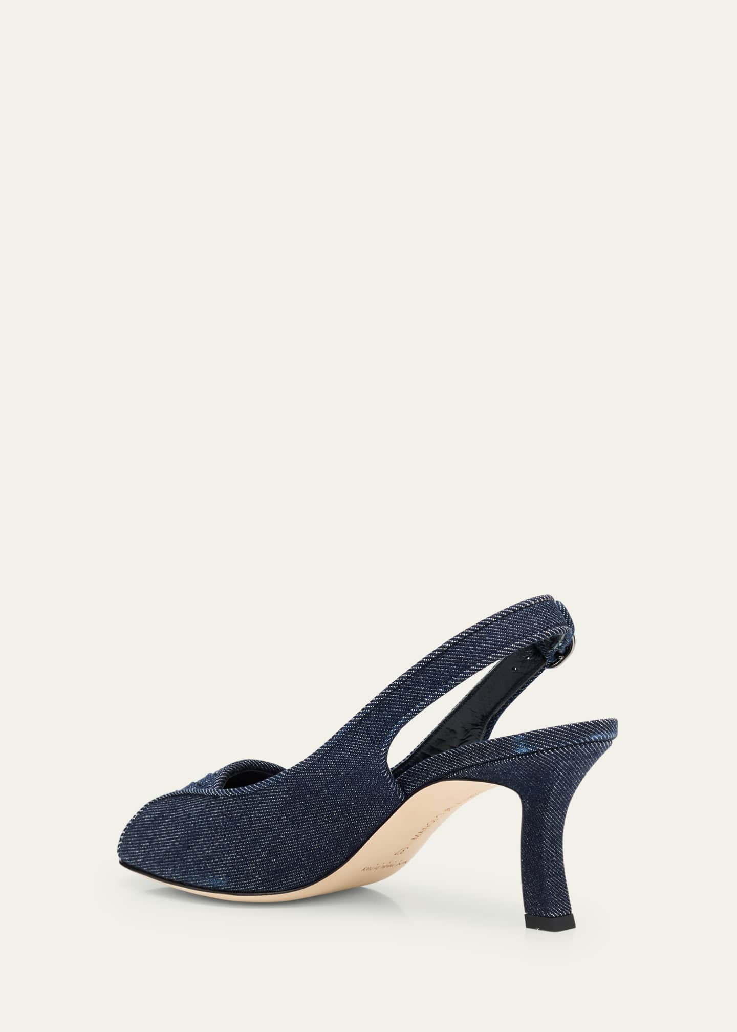 Manolo Blahnik Lonike Denim Slingback Sandals Image 4 of 6
