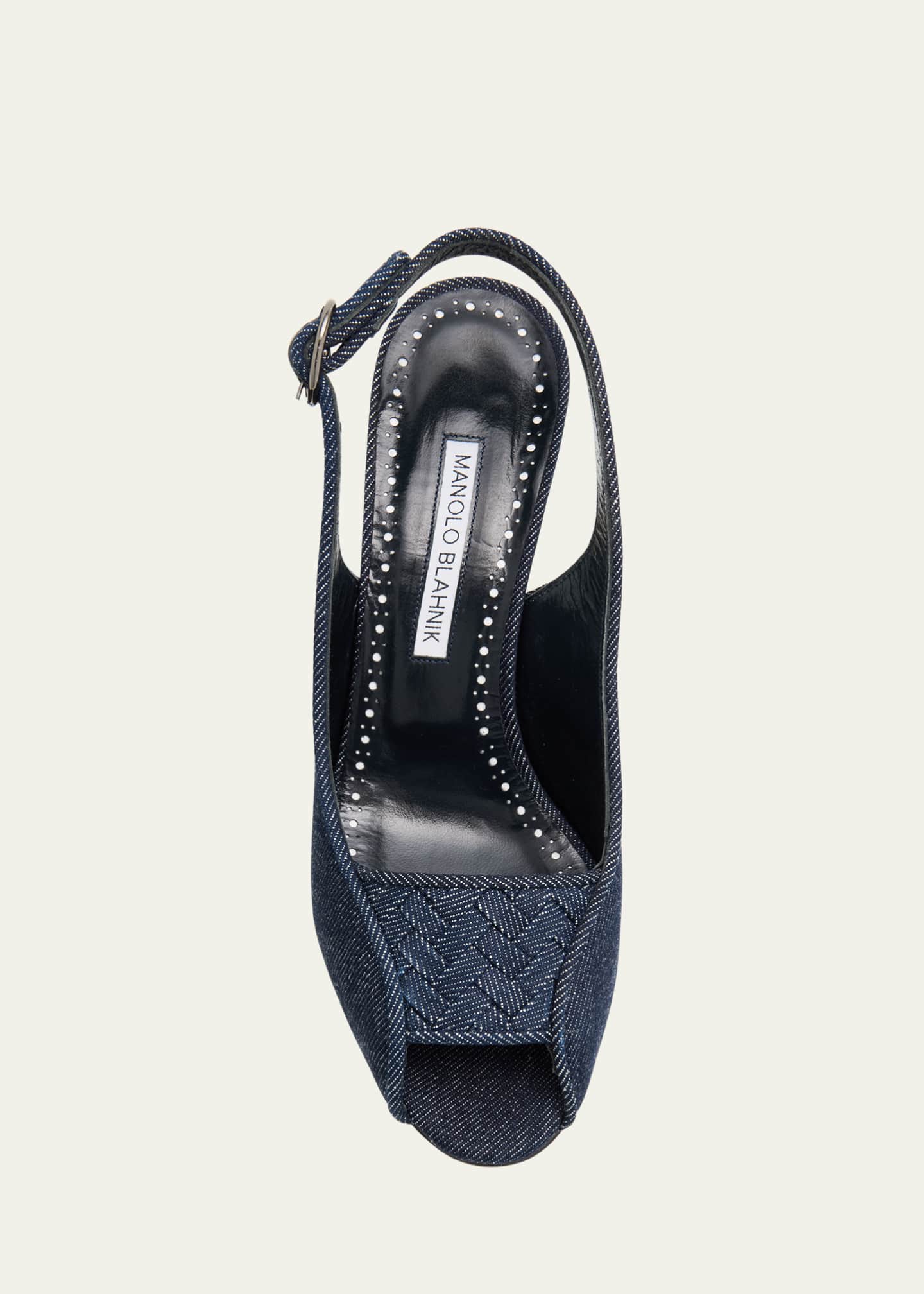 Manolo Blahnik Lonike Denim Slingback Sandals Image 6 of 6