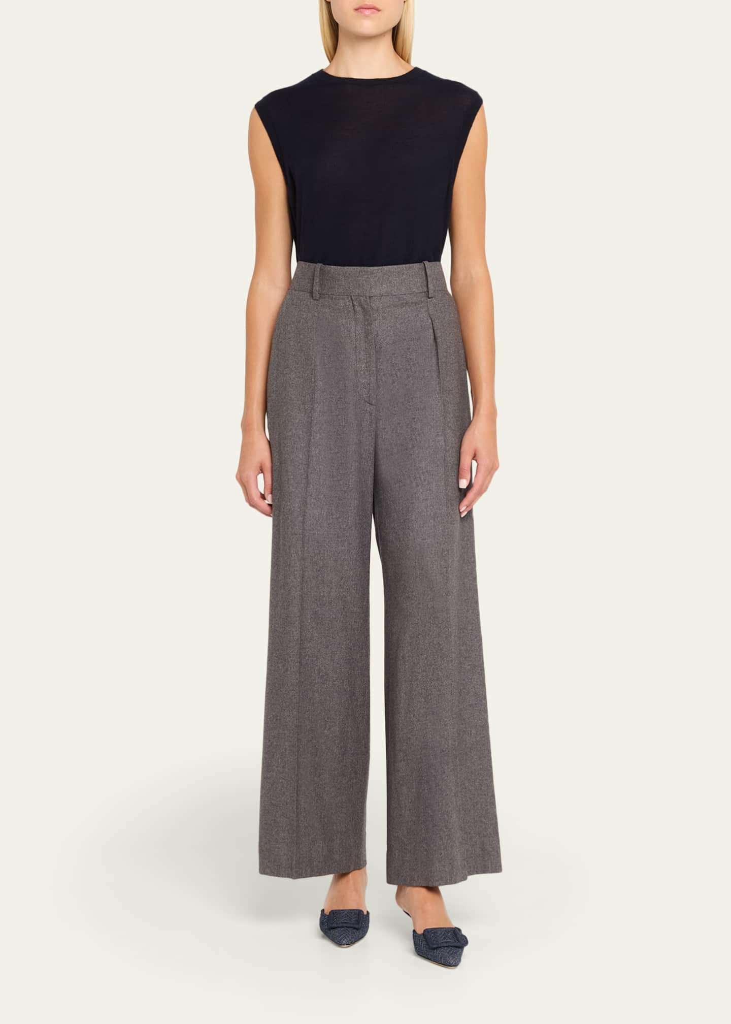 Manolo Blahnik Maysale Denim Buckle Mules Image 3 of 6
