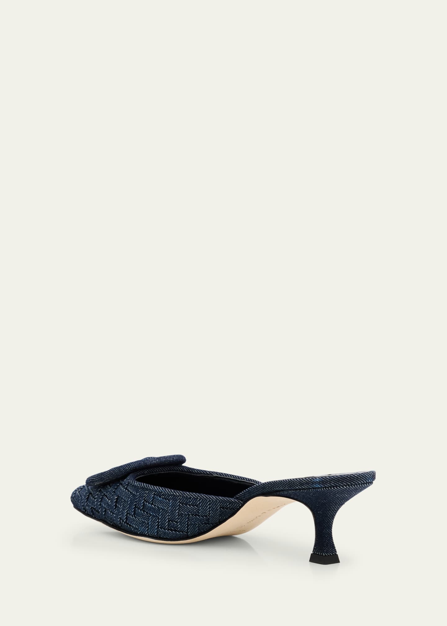 Manolo Blahnik Maysale Denim Buckle Mules Image 4 of 6