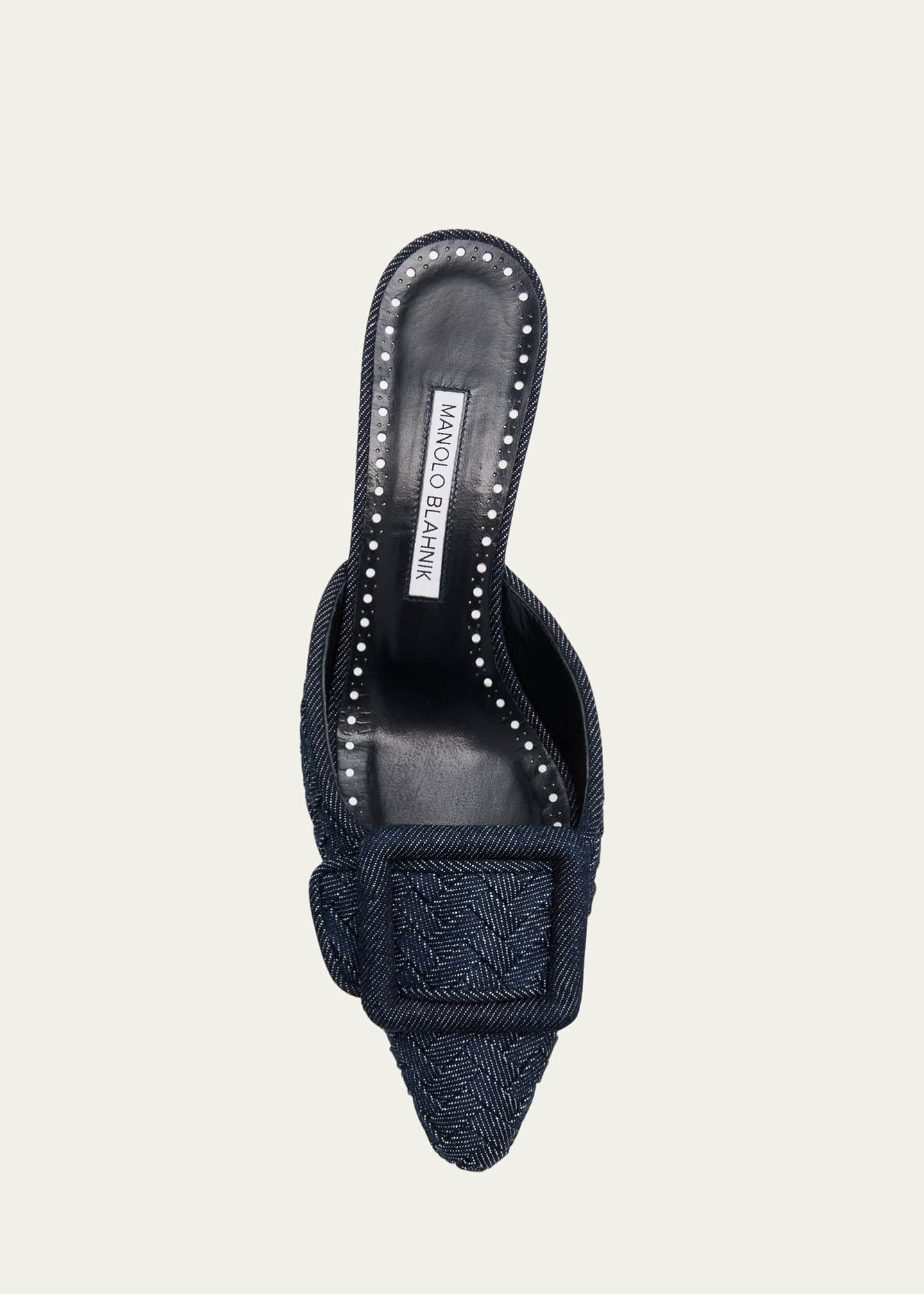Manolo Blahnik Maysale Denim Buckle Mules Image 6 of 6
