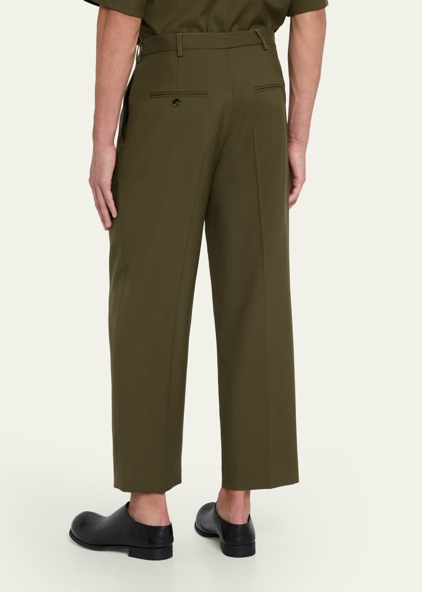 Marni Men's Tropical Wool Cropped Pleated Pants Image 3 of 5