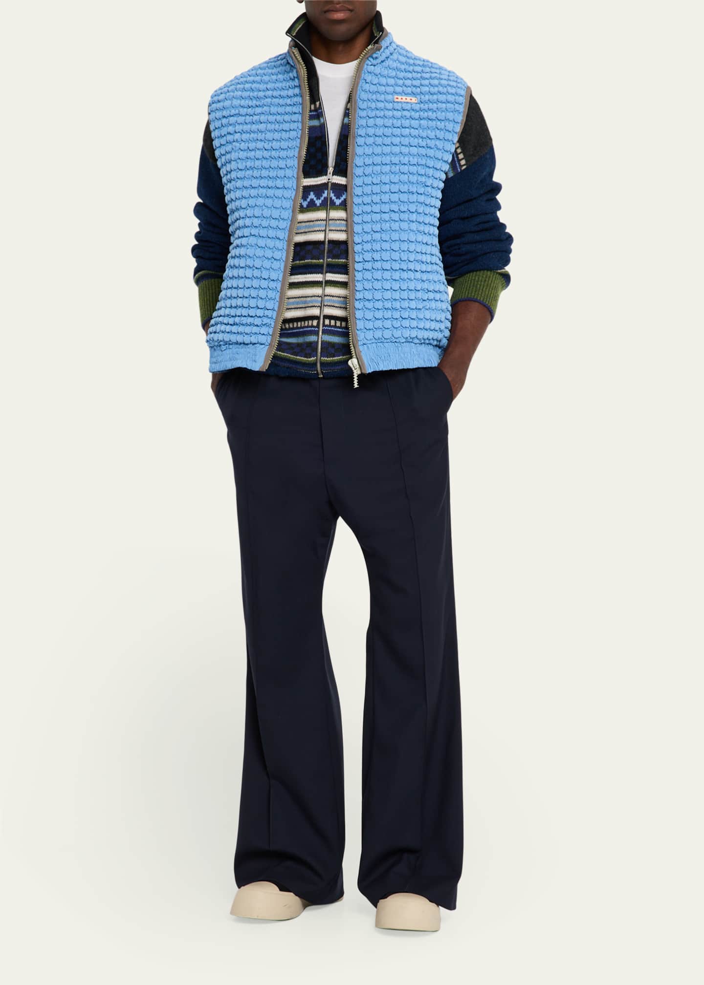 Marni Men's Wool High-Waist Drawstring Flare Pants Image 2 of 5
