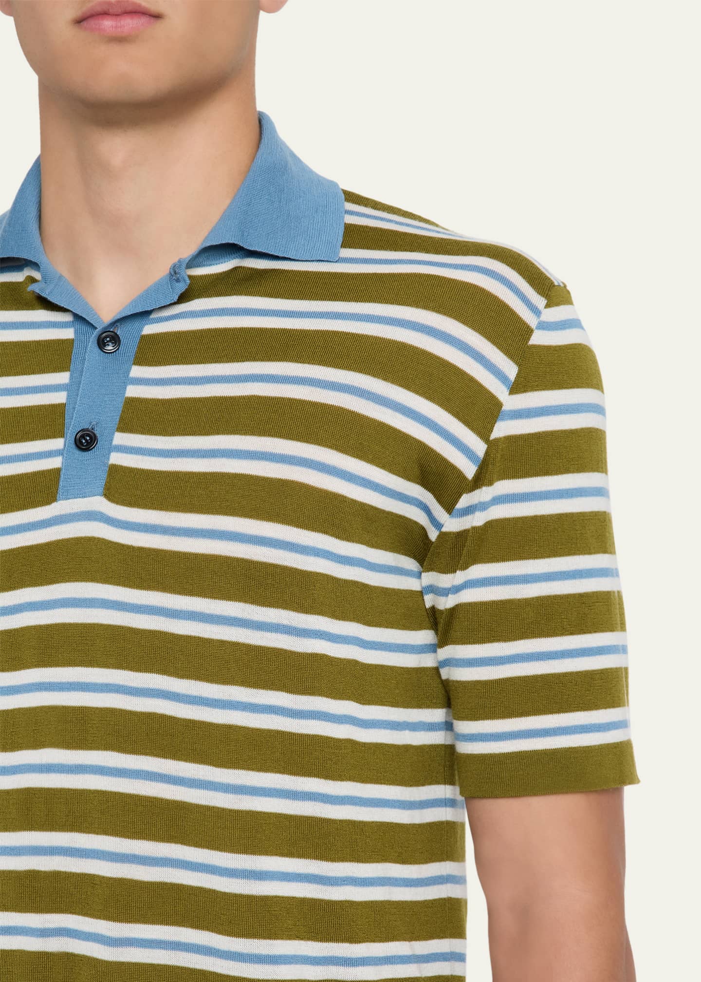 Striped cotton polo shirt in blue - Marni | Mytheresa