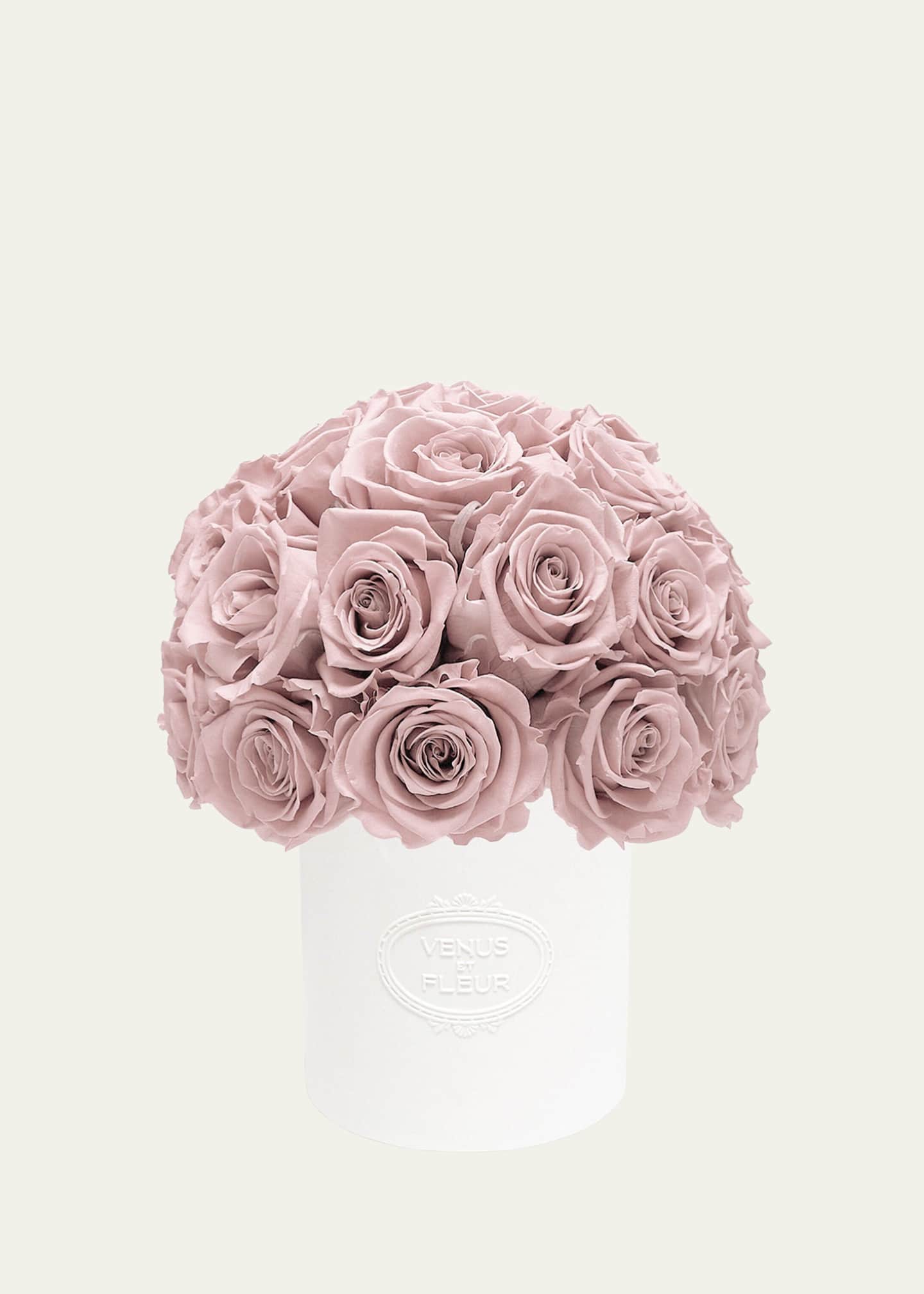 Venus ET Fleur Dusty Rose Eternity Roses in Fleura Porcelain Vase, 14" Tall
