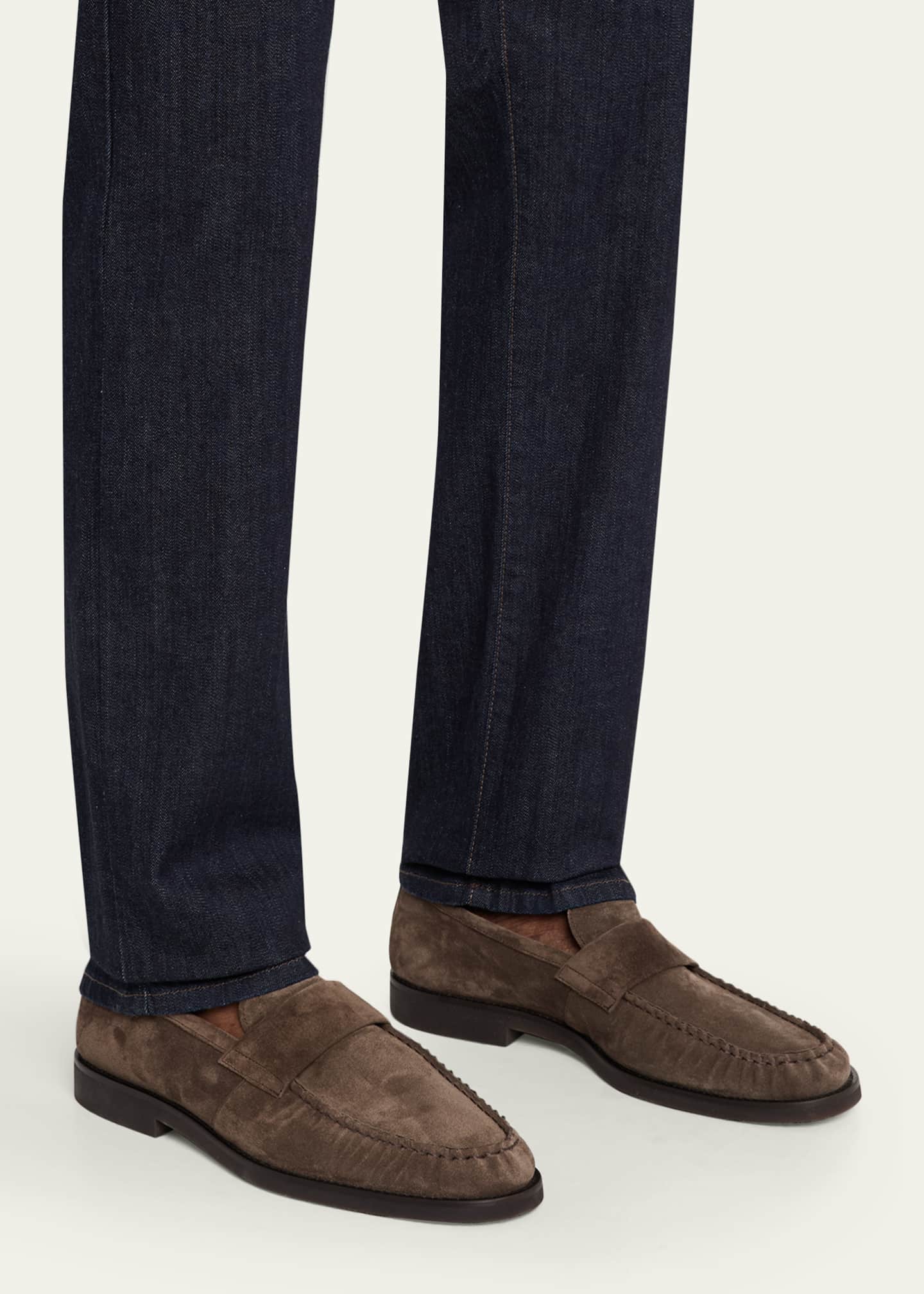 Men's Suede Moc-Toe Penny Loafers