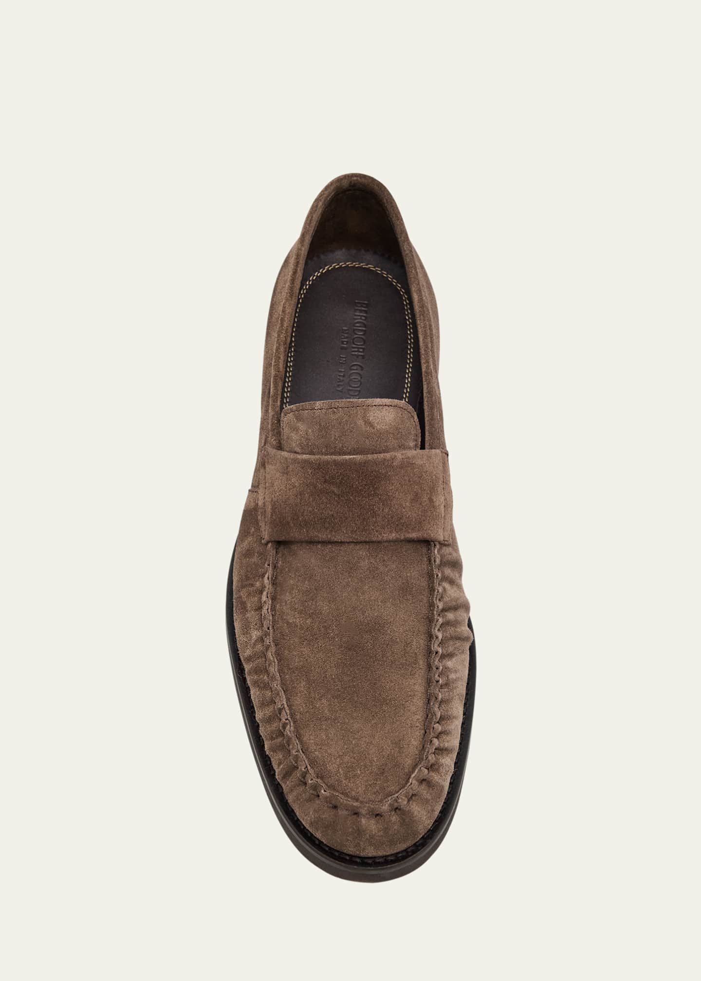 Bergdorf Goodman Men's Suede Moc-Toe Penny Loafers Image 6 of 6