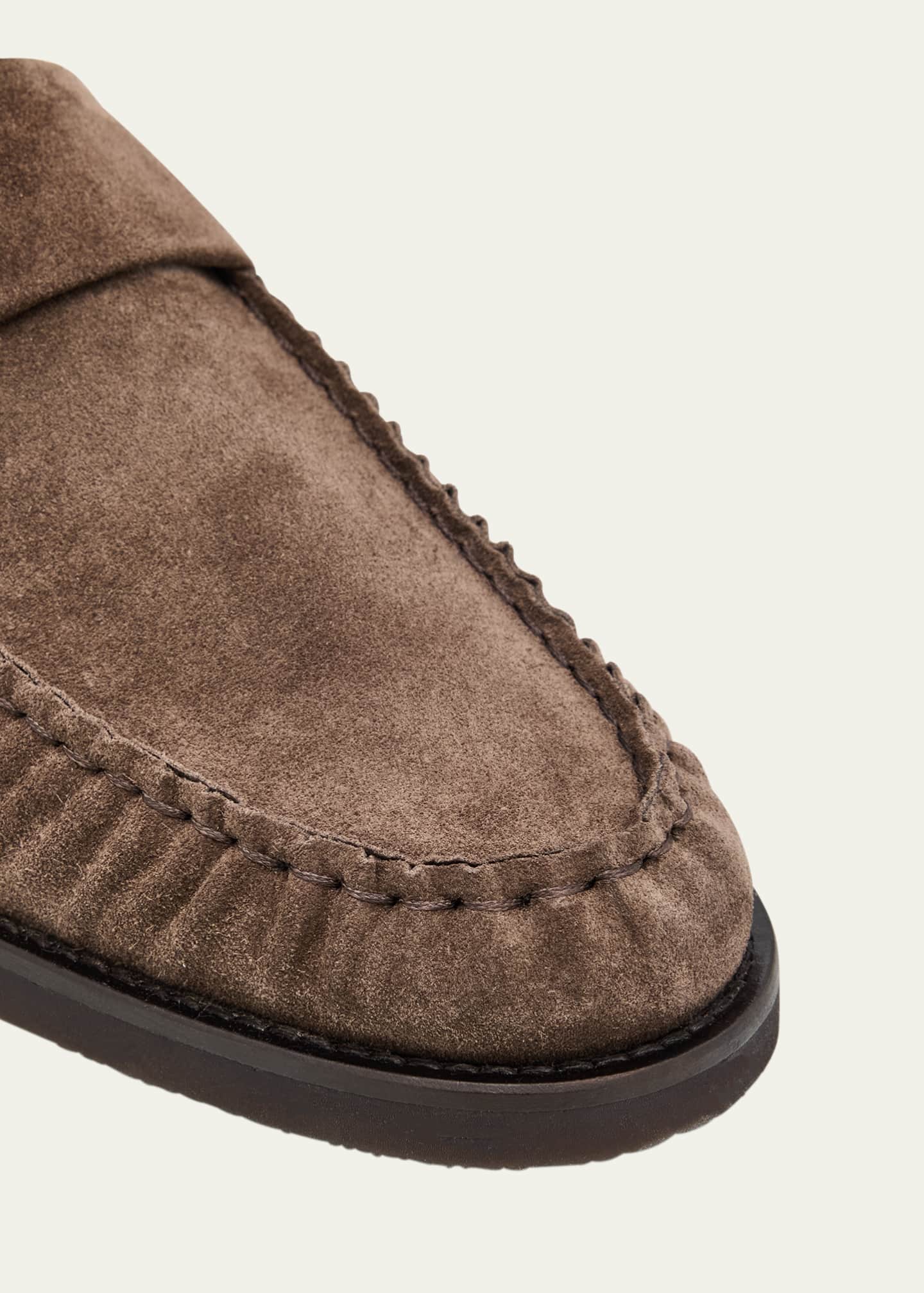 Men's Suede Moc-Toe Penny Loafers