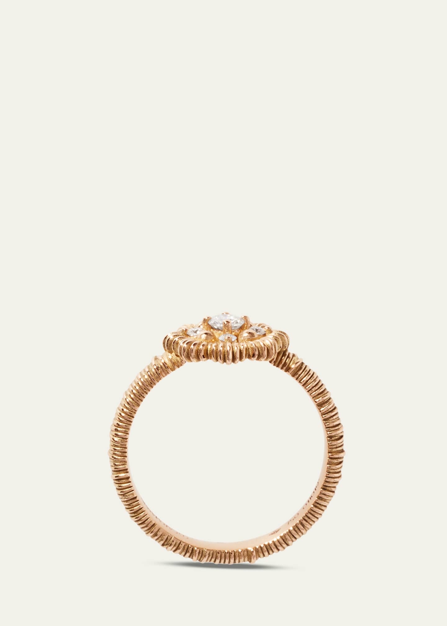 Oscar Massin 18K Yellow Gold Lace Flower Small Lab Diamond Ring Image 2 of 5
