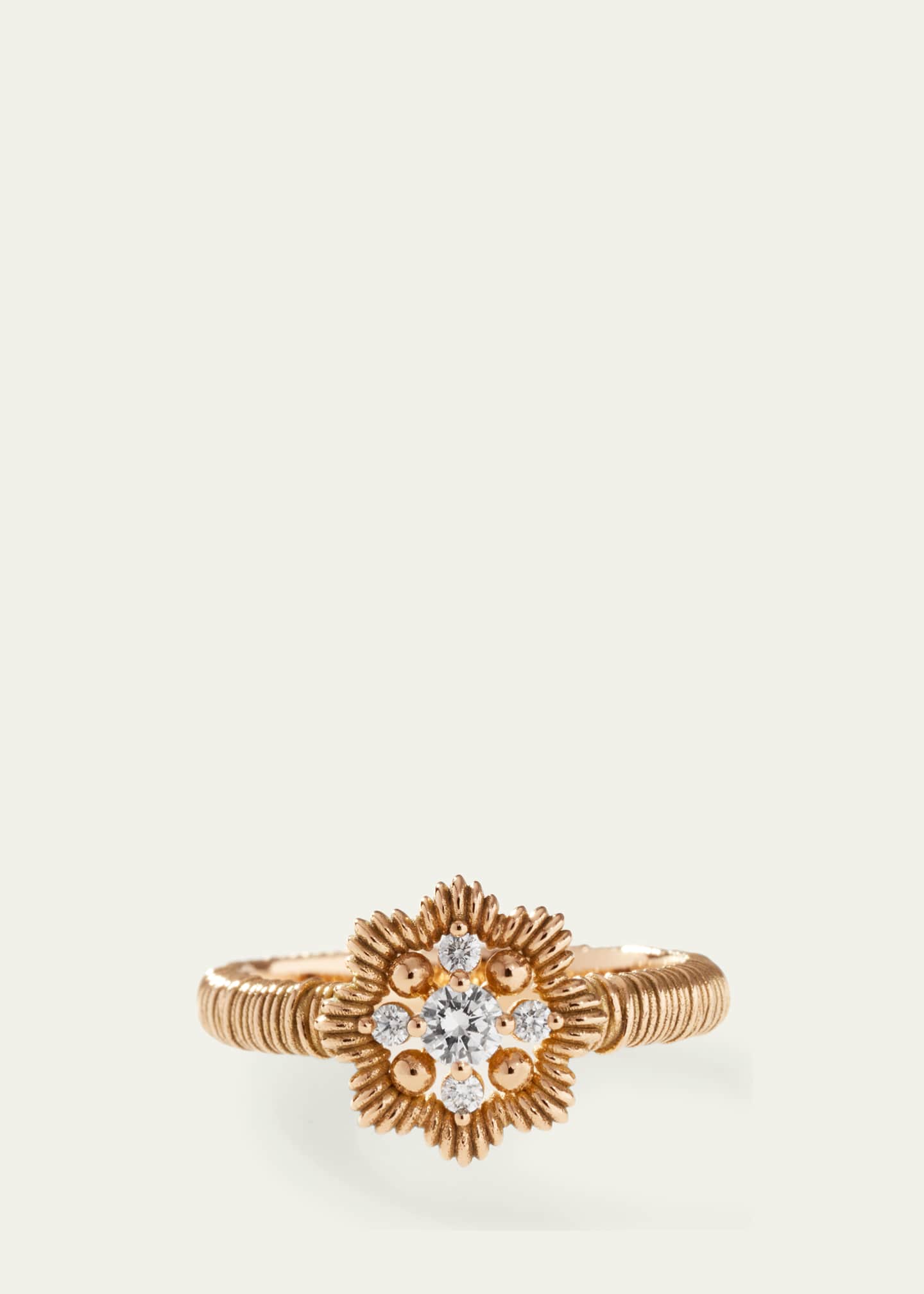 Oscar Massin 18K Yellow Gold Lace Flower Small Lab Diamond Ring Image 3 of 5