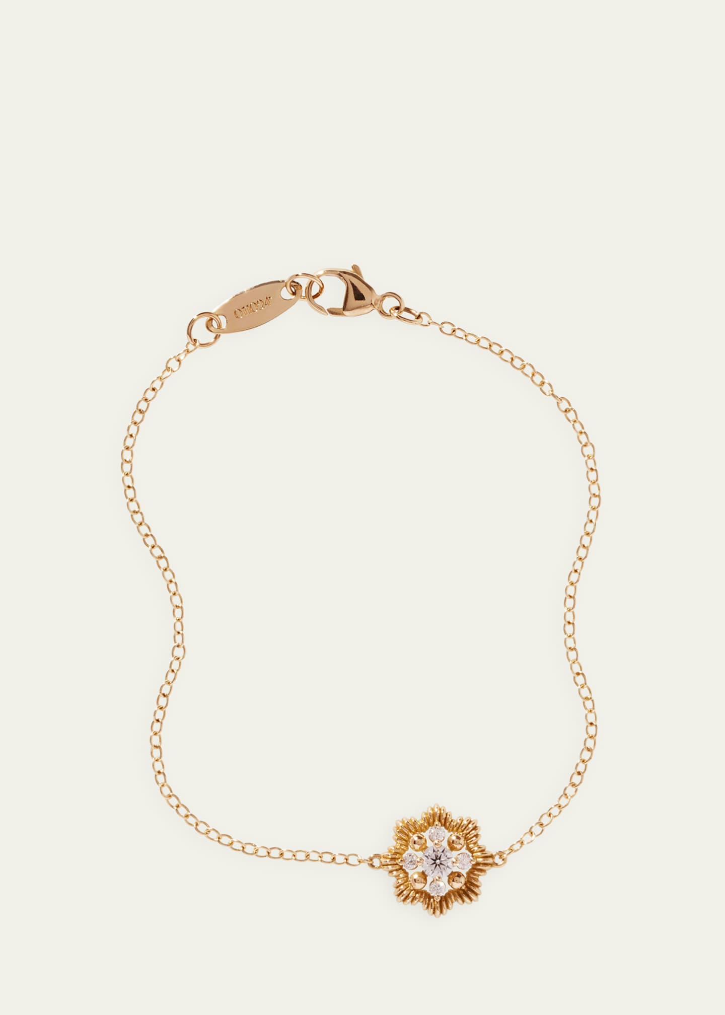 Oscar Massin 18K Yellow Gold Lace Flower Small Lab Diamond Chain Bracelet Image 2 of 5