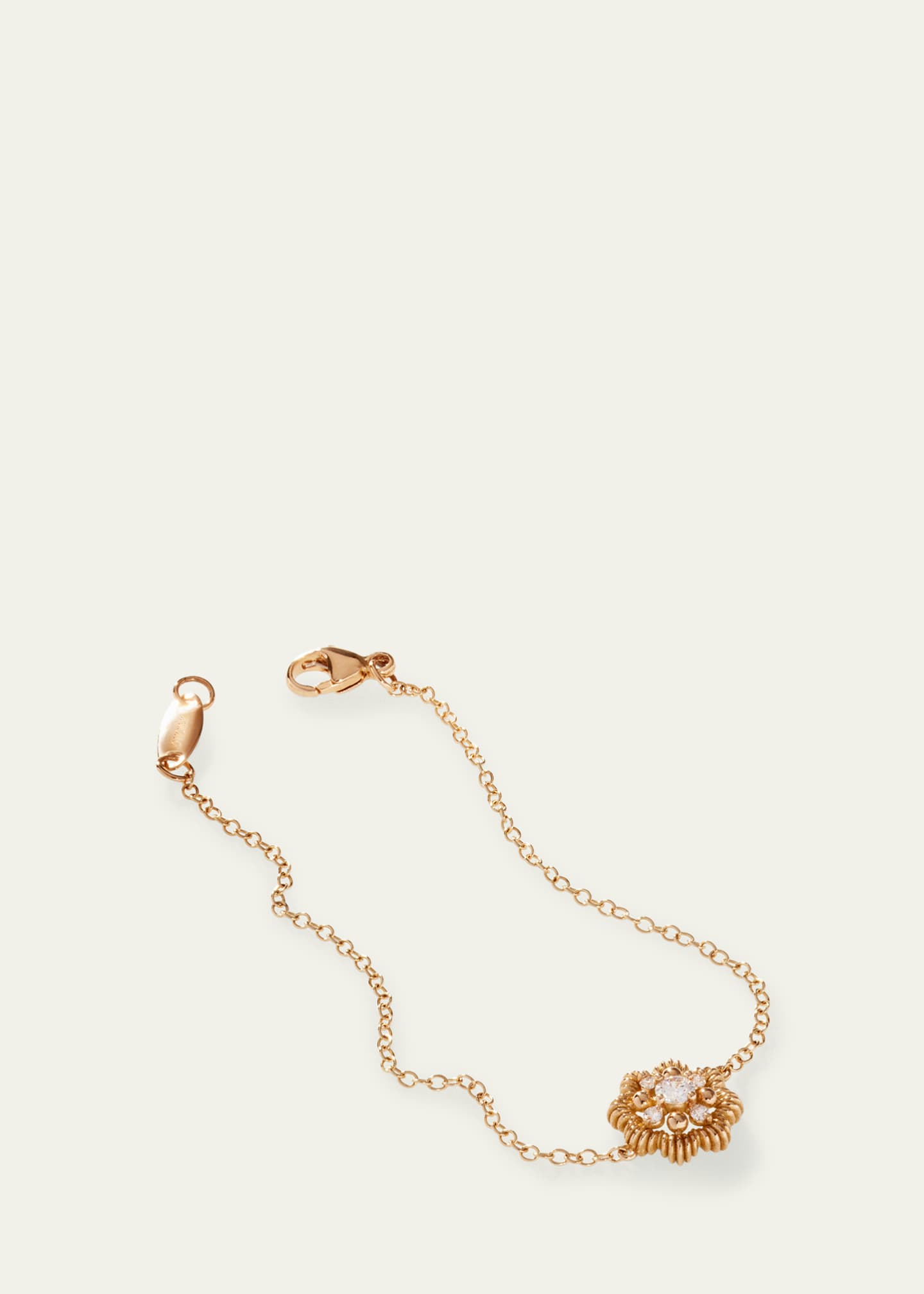 Oscar Massin 18K Yellow Gold Lace Flower Small Lab Diamond Chain Bracelet Image 4 of 5