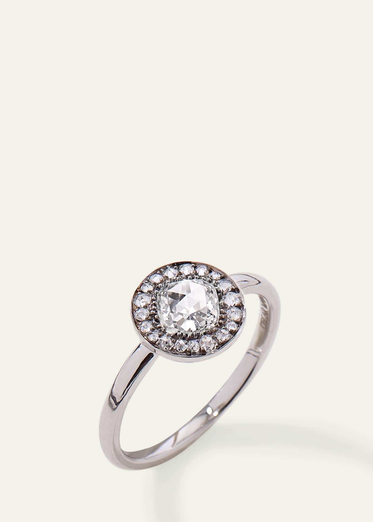 Oscar Massin 18K White Gold Small Lab Diamond Single Halo Ring Image 2 of 2