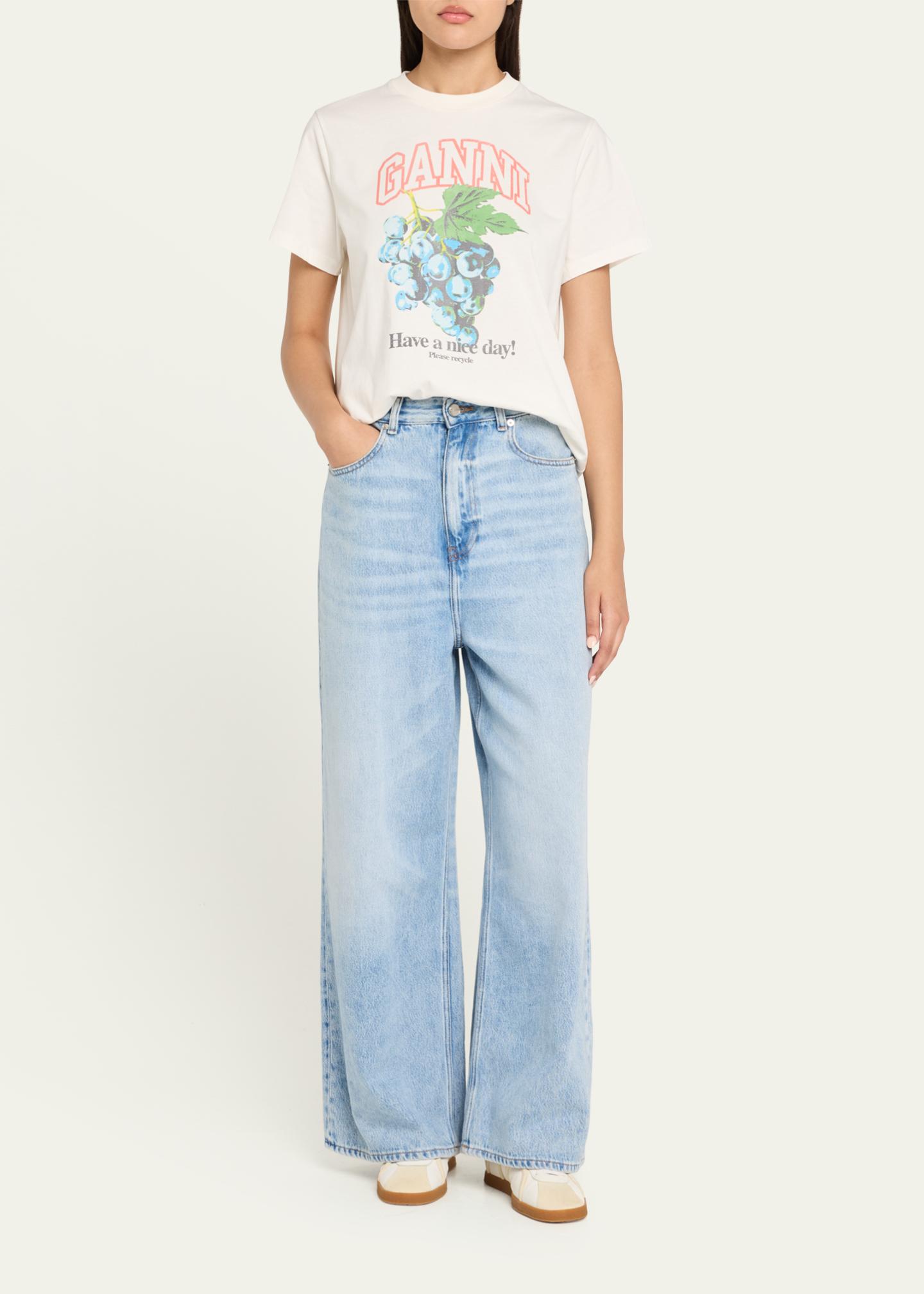 Ganni Relaxed Cotton-Jersey Grapes T-Shirt - Bergdorf Goodman