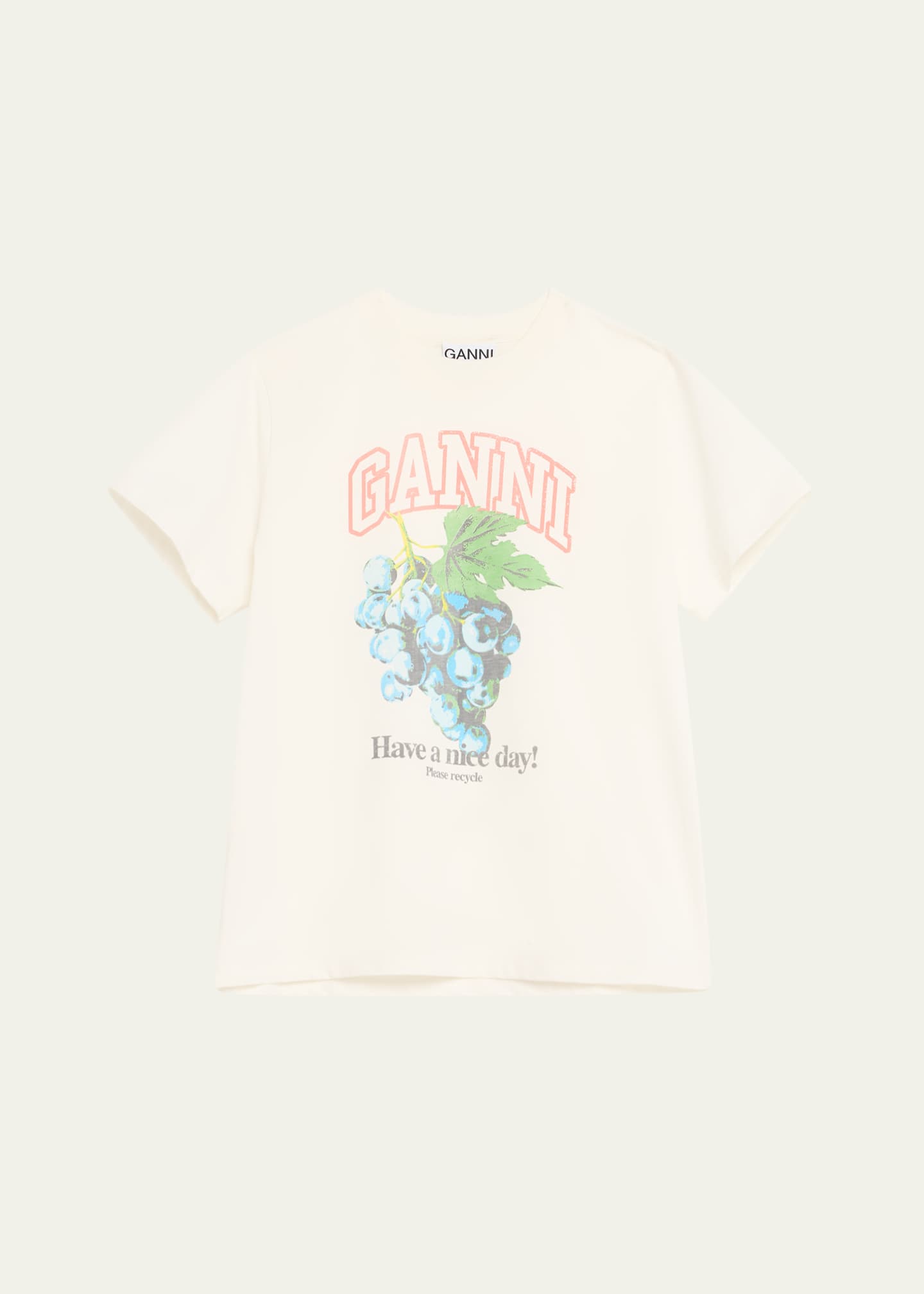Ganni Relaxed Cotton-Jersey Grapes T-Shirt - Bergdorf Goodman