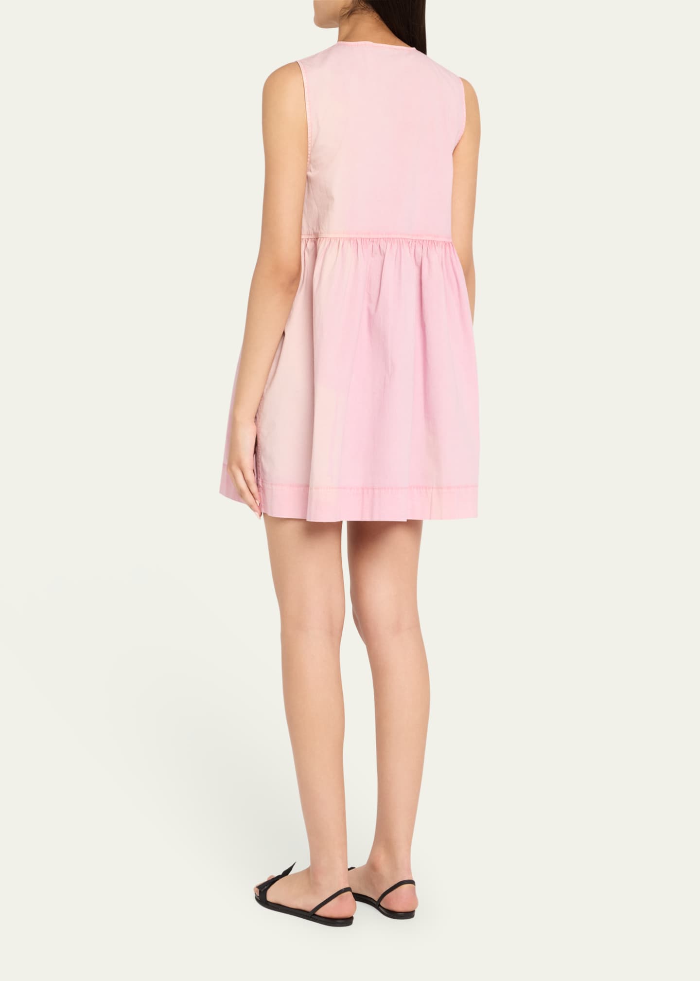 Ganni Stretch-Cotton Mini Bow Tie Dress Image 3 of 5