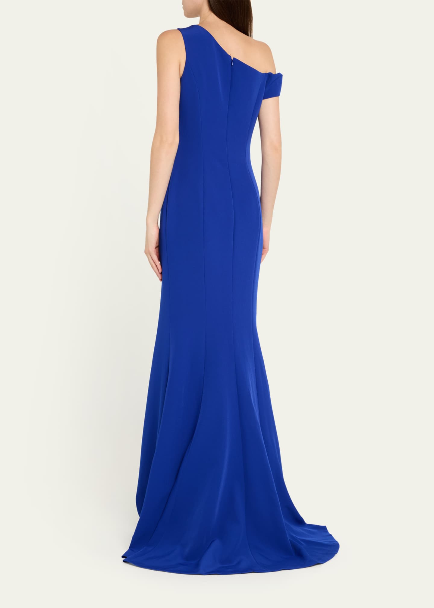Rickie Freeman for Teri Jon One-Shoulder Floral Applique Crepe Mermaid Gown Image 3 of 5