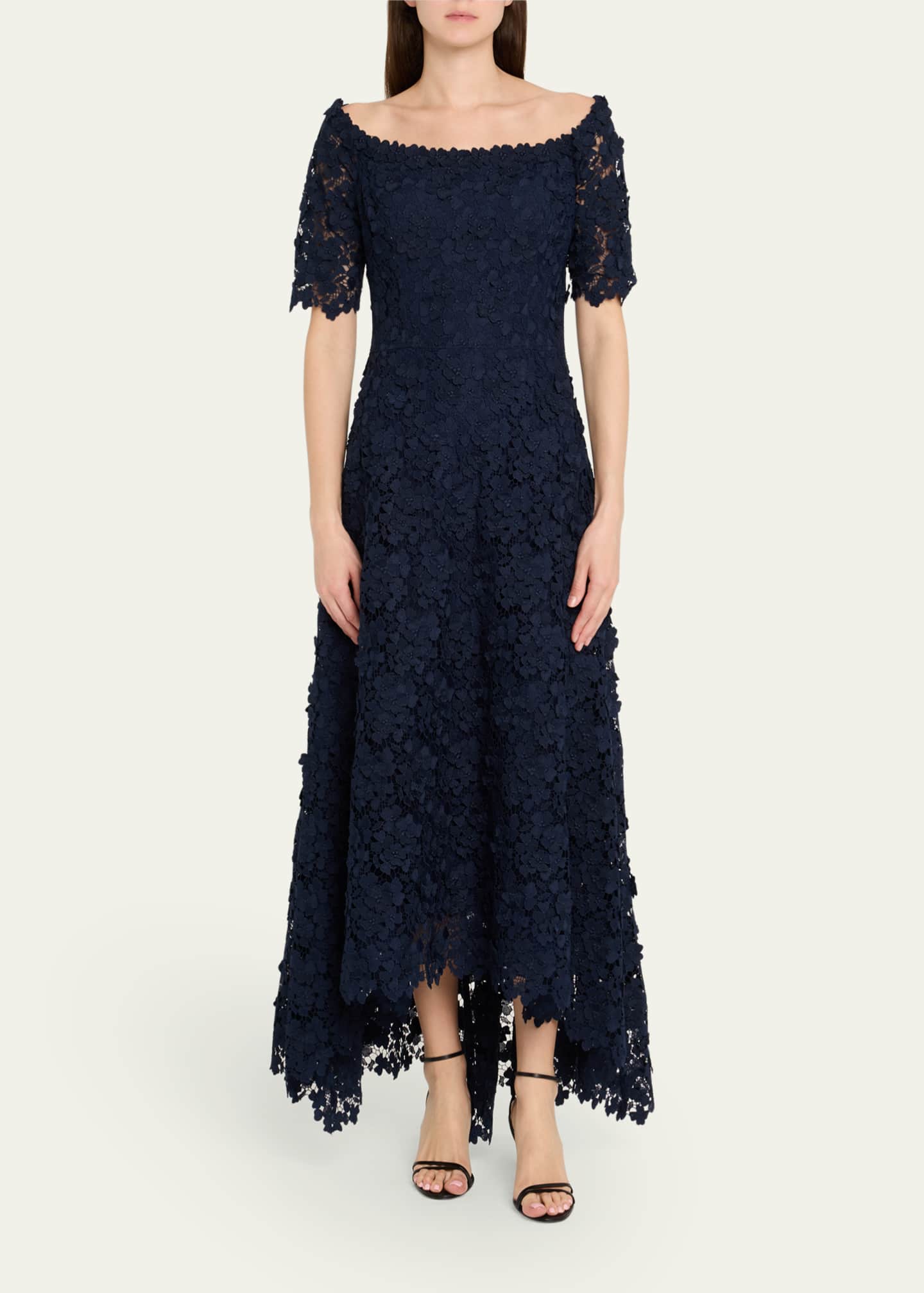 Rickie Freeman for Teri Jon High-Low Floral Lace Maxi Dress Image 2 of 5