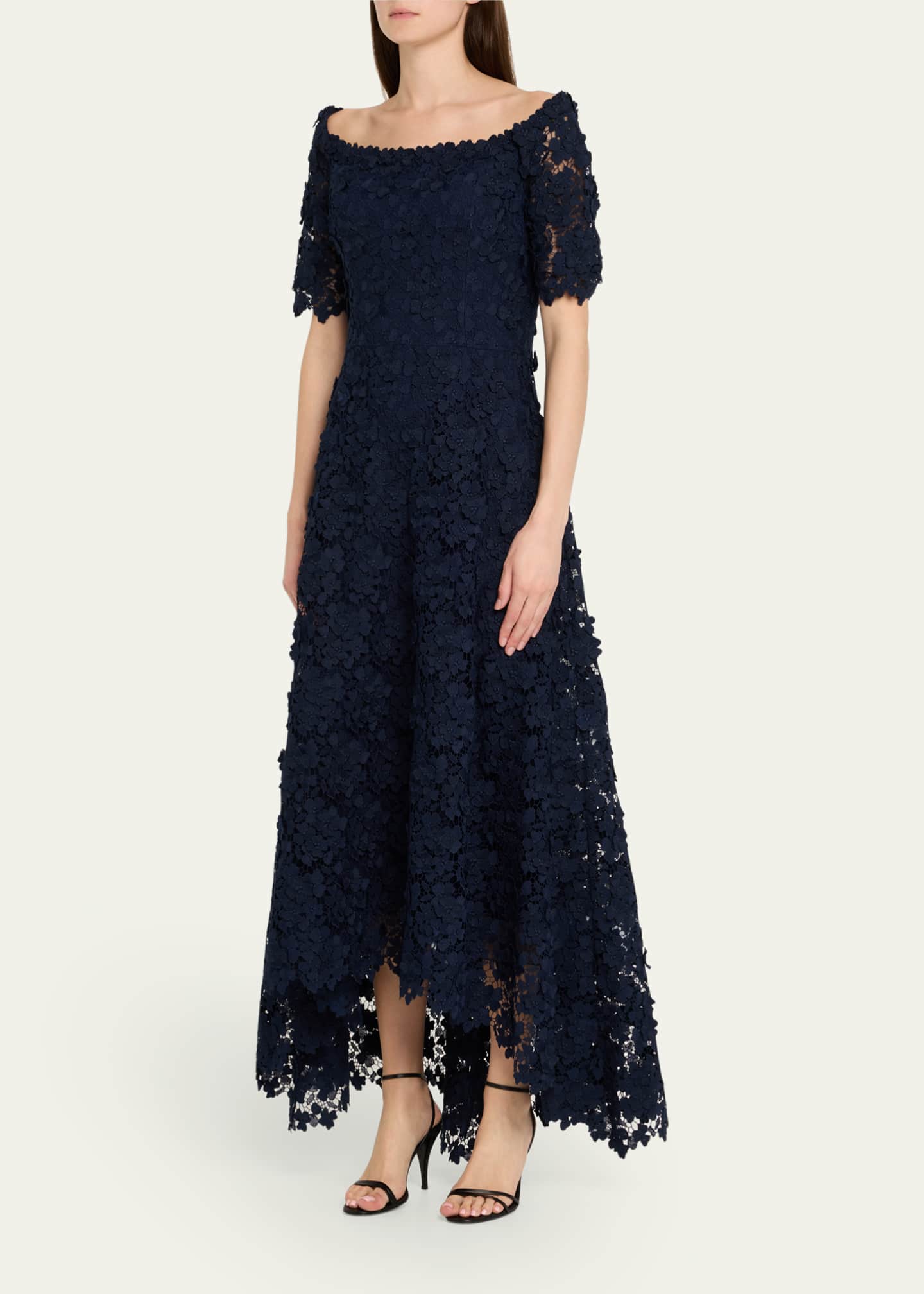 Rickie Freeman for Teri Jon High-Low Floral Lace Maxi Dress Image 4 of 5