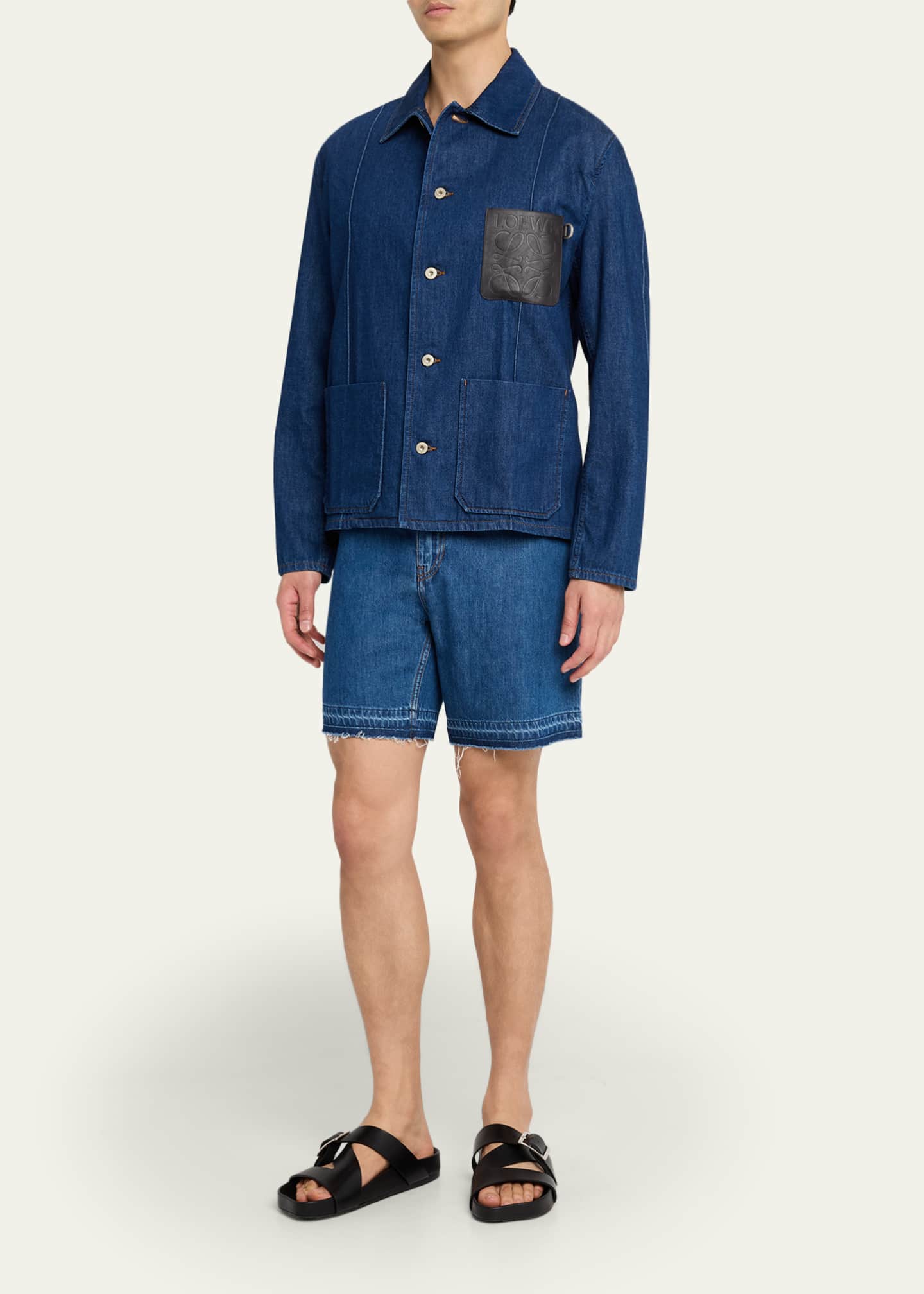 Loewe Men's Ease Calfskin Buckle Slide Sandals Image 3 of 6