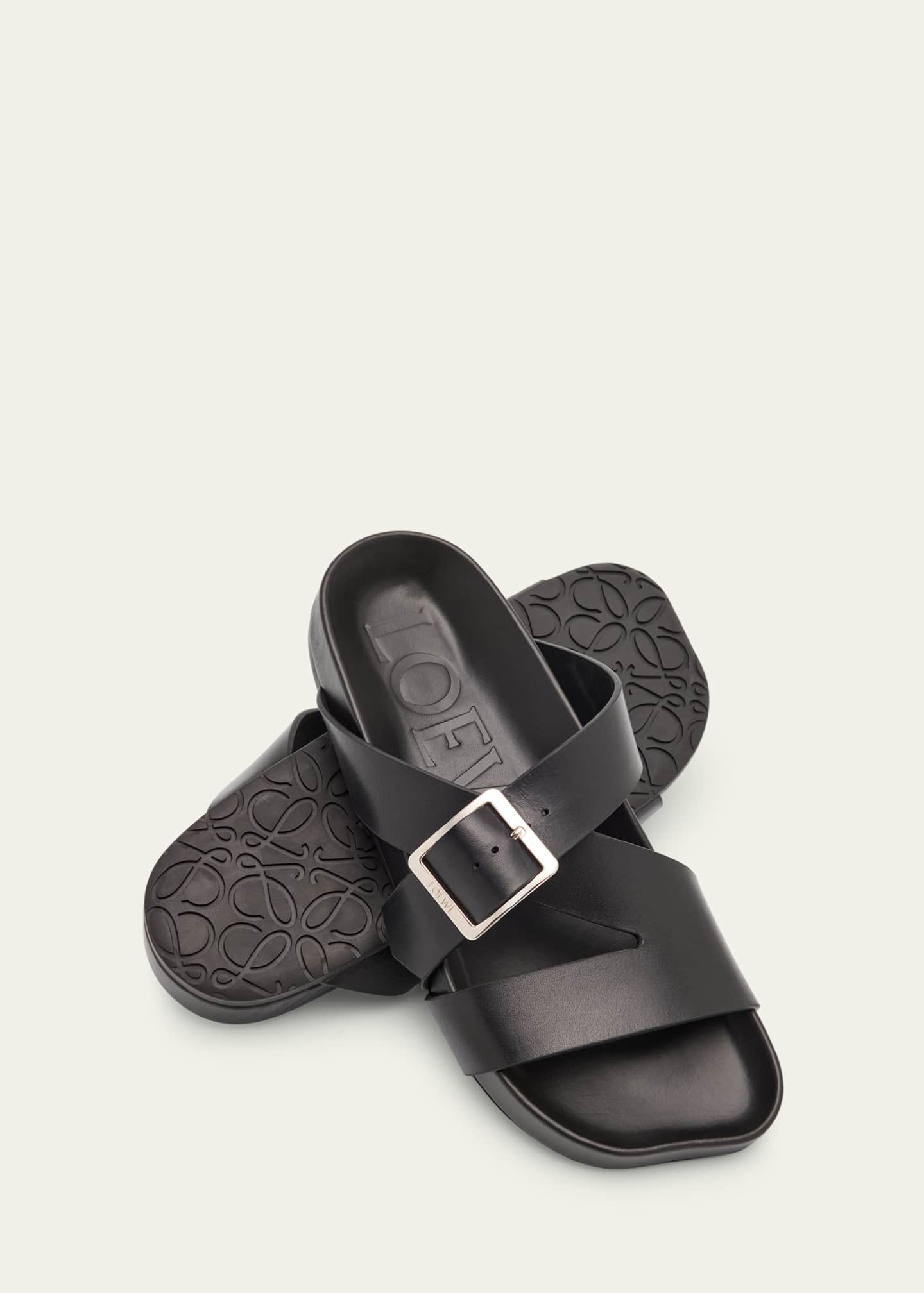 ロエベ Loewe Ease Bucle Slide Sandals Ease Buckle slide in suede Brown - LOEWE