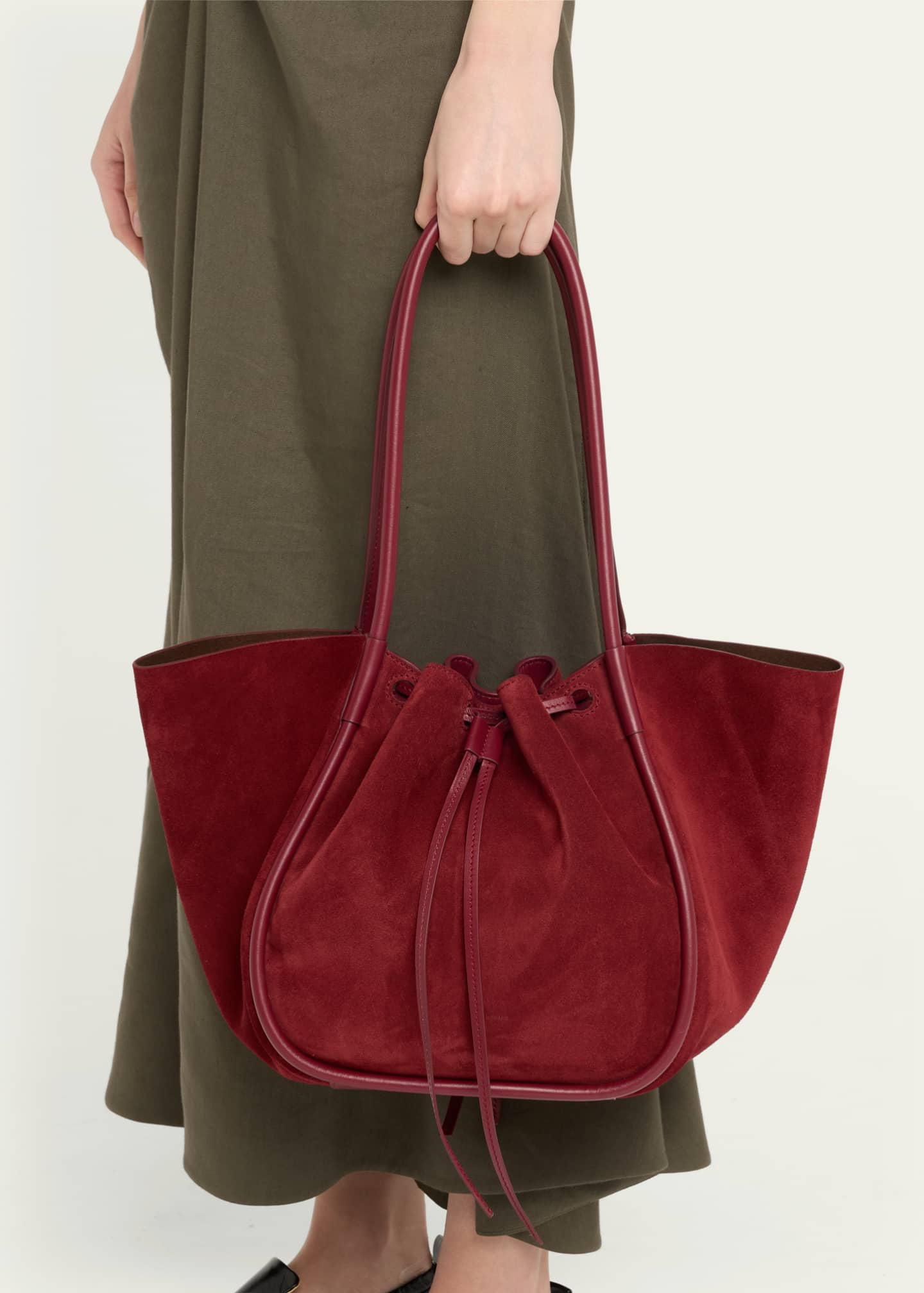 Proenza Schouler Large Ruched Suede Tote Bag Image 2 of 6