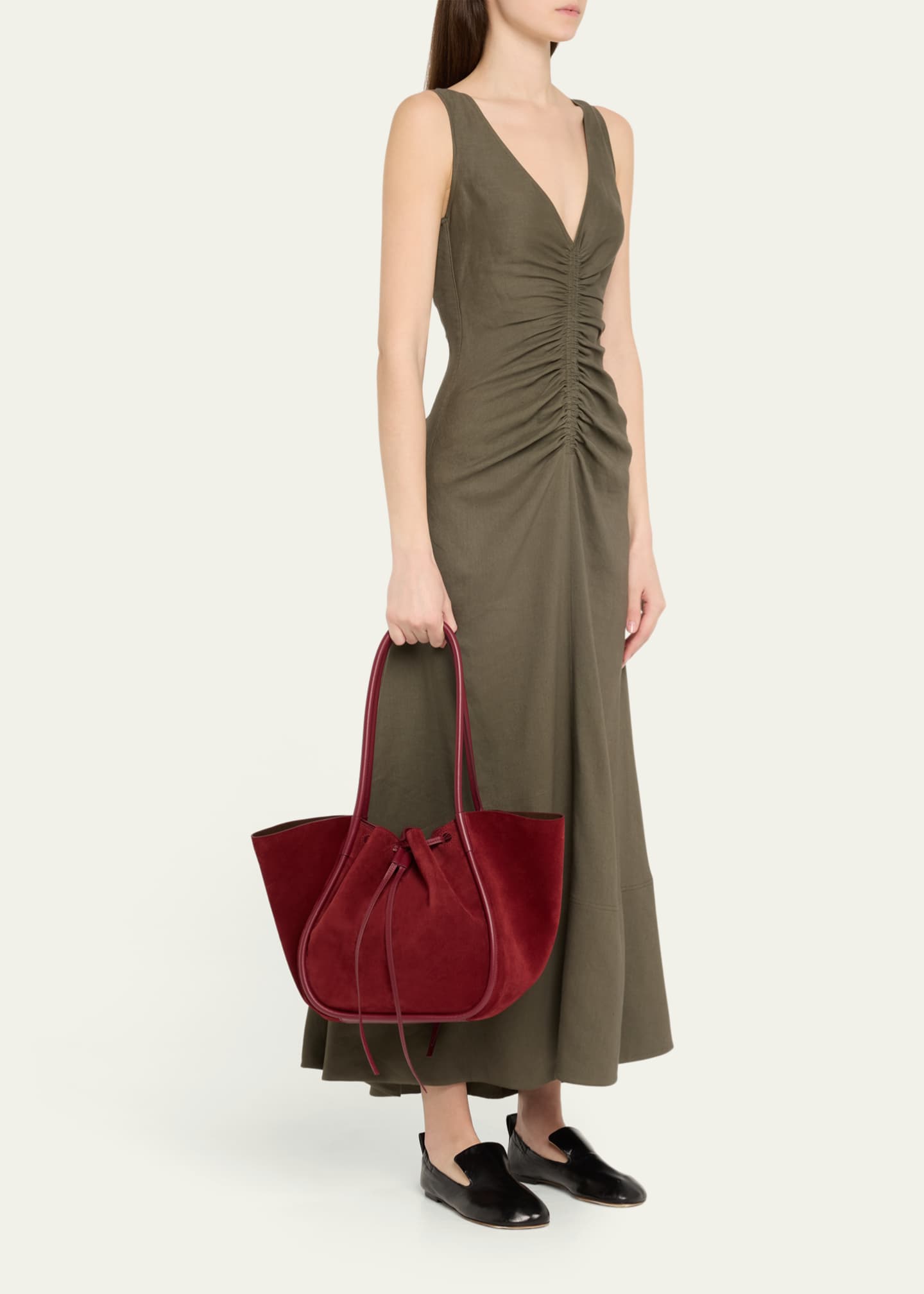 Proenza Schouler Large Ruched Suede Tote Bag Image 5 of 6