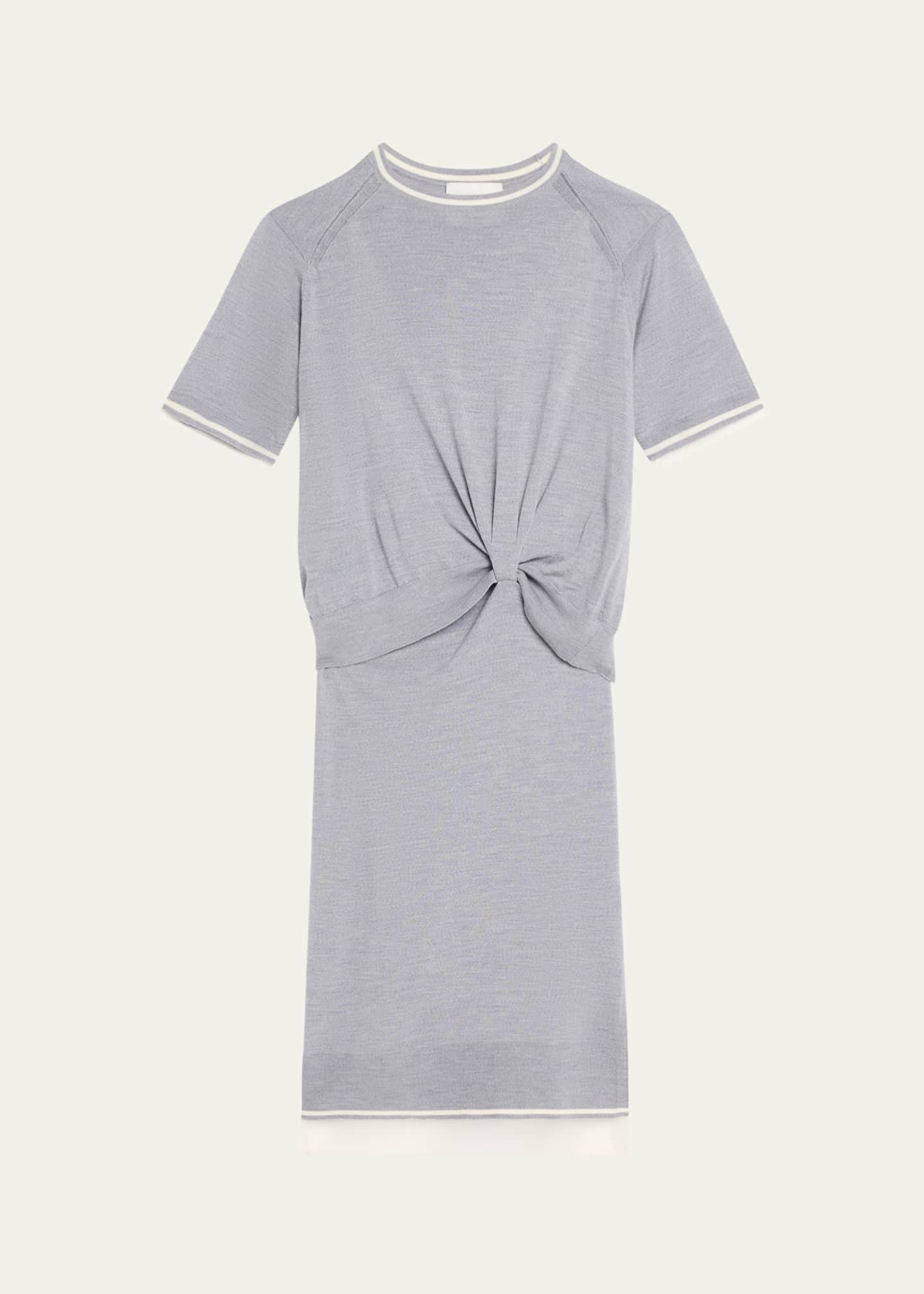 3.1 Phillip Lim Short-Sleeve Draped Wool Organza Dress Image 1 of 5