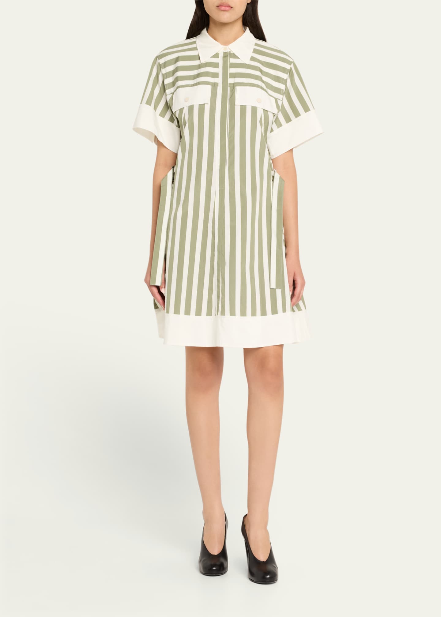 3.1 Phillip Lim Stripe Short-Sleeve Shirt Dress Image 2 of 5