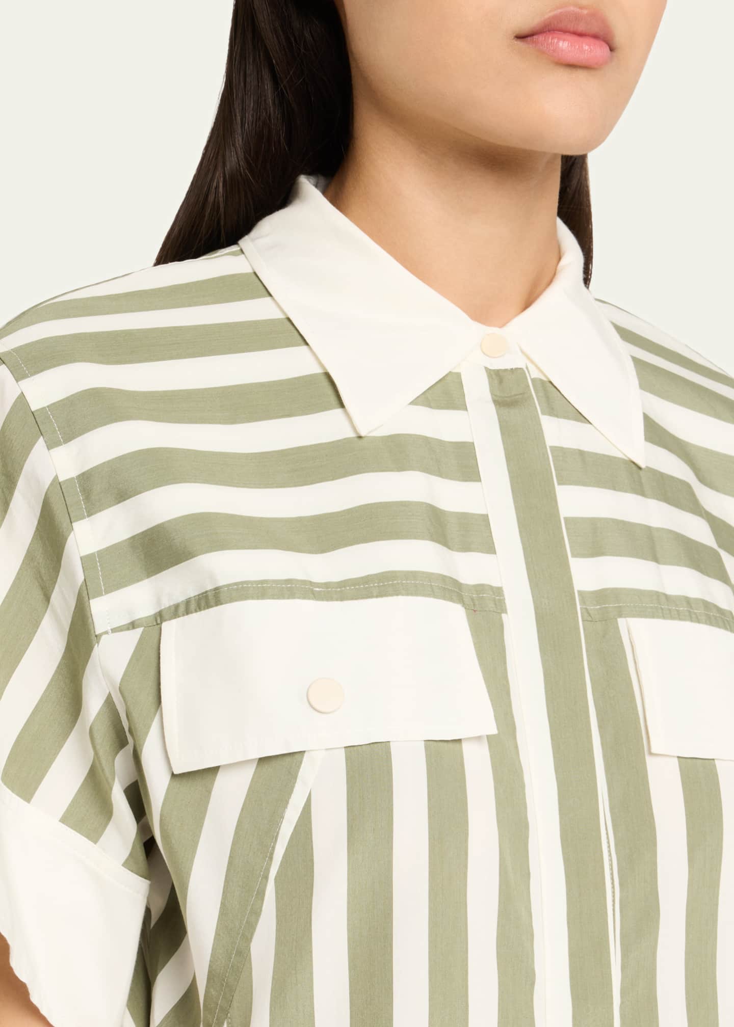 3.1 Phillip Lim Stripe Short-Sleeve Shirt Dress Image 5 of 5