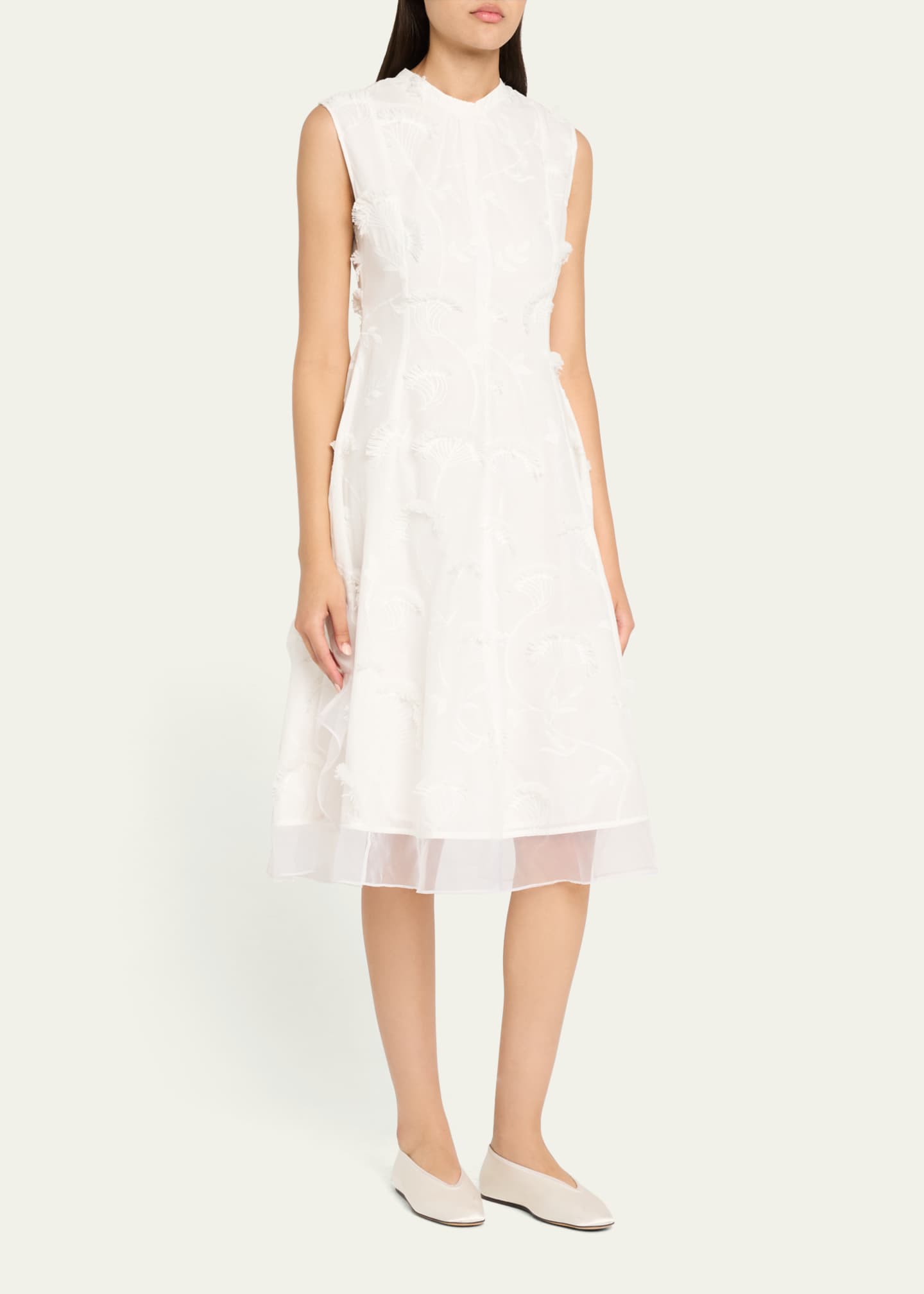 3.1 Phillip Lim Embroidered Organza Sleeveless Midi Dress Image 4 of 5