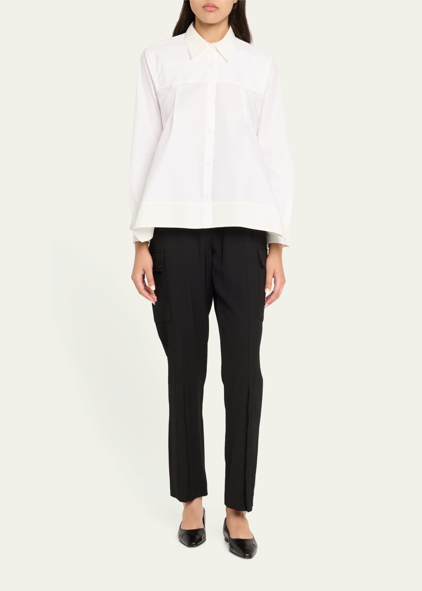 3.1 Phillip Lim Flounce-Hem Long-Sleeve Shirt Image 2 of 5