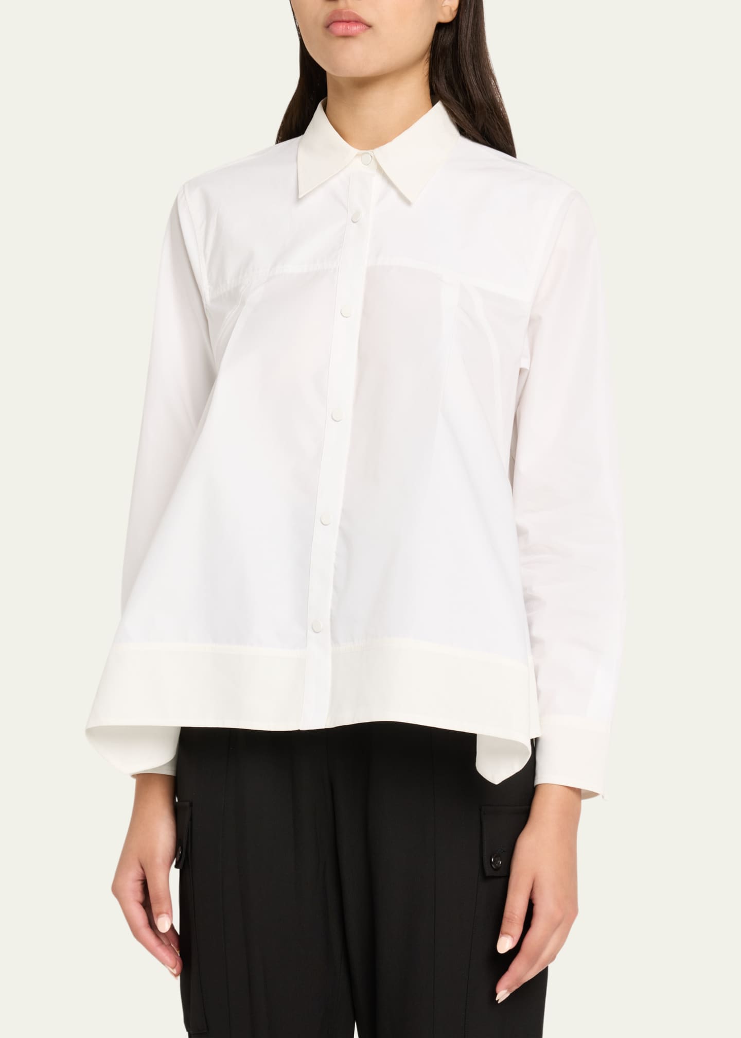 3.1 Phillip Lim Flounce-Hem Long-Sleeve Shirt Image 4 of 5