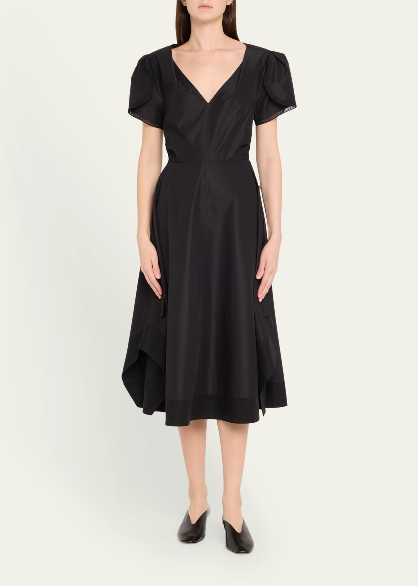 3.1 Phillip Lim V-Neck Tulip-Sleeve Midi Dress Image 2 of 5