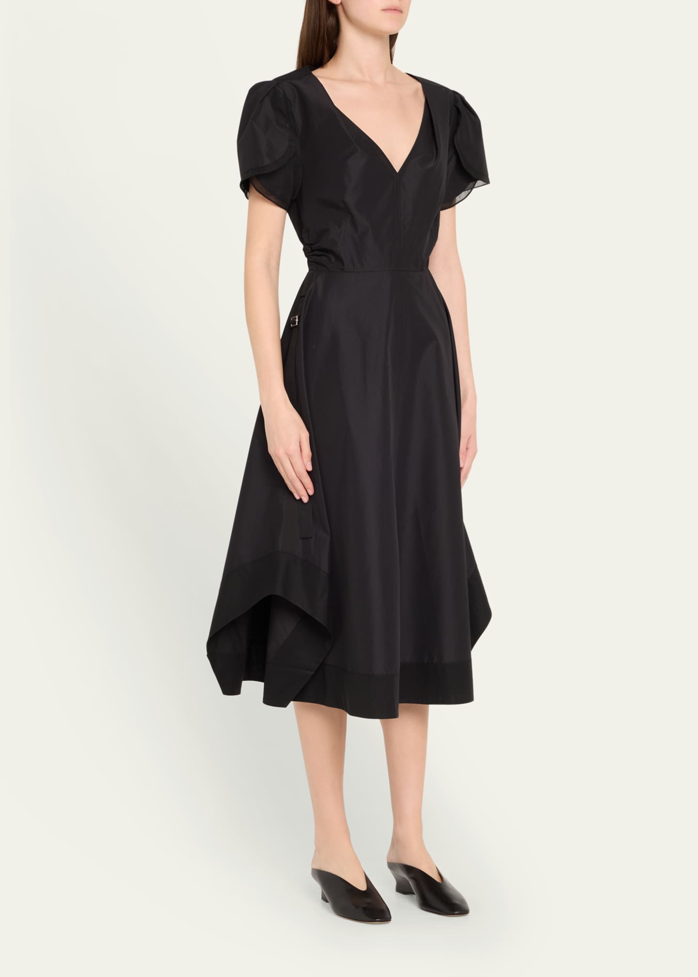 3.1 Phillip Lim V-Neck Tulip-Sleeve Midi Dress Image 4 of 5