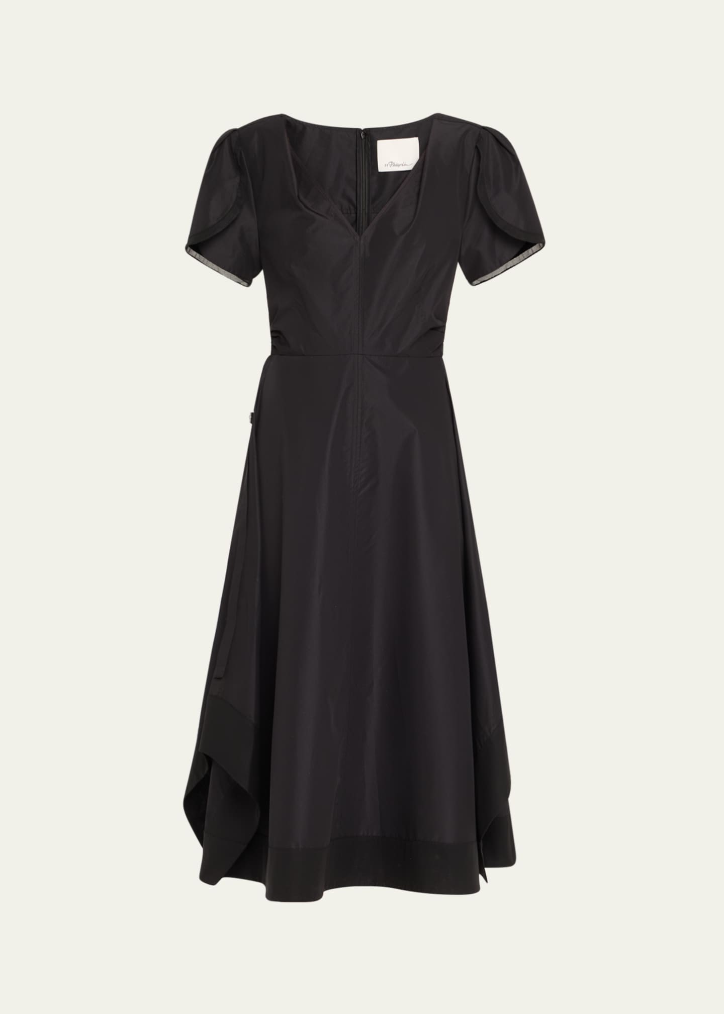 3.1 Phillip Lim V-Neck Tulip-Sleeve Midi Dress Image 1 of 5