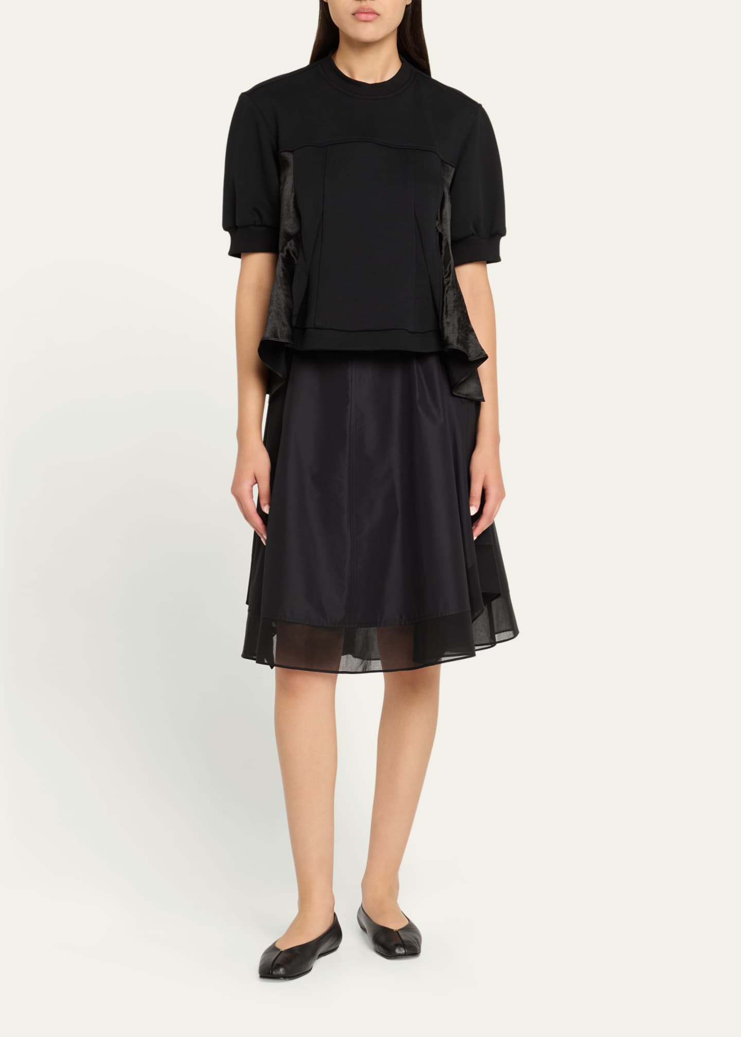 3.1 Phillip Lim Satin Combo Flounce Top Image 2 of 5
