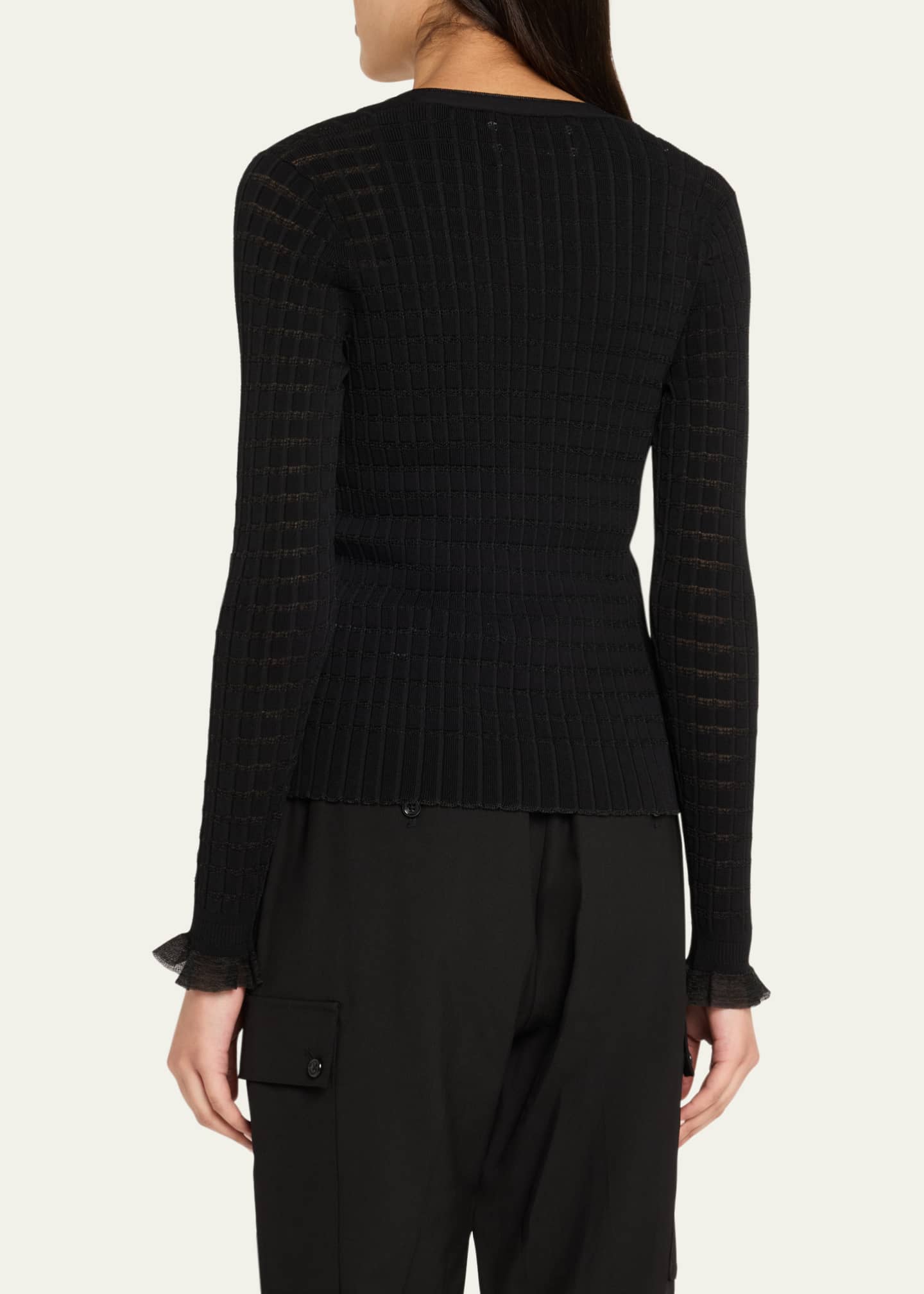 3.1 Phillip Lim Ruffle-Trim V-Neck Cardigan Image 3 of 5