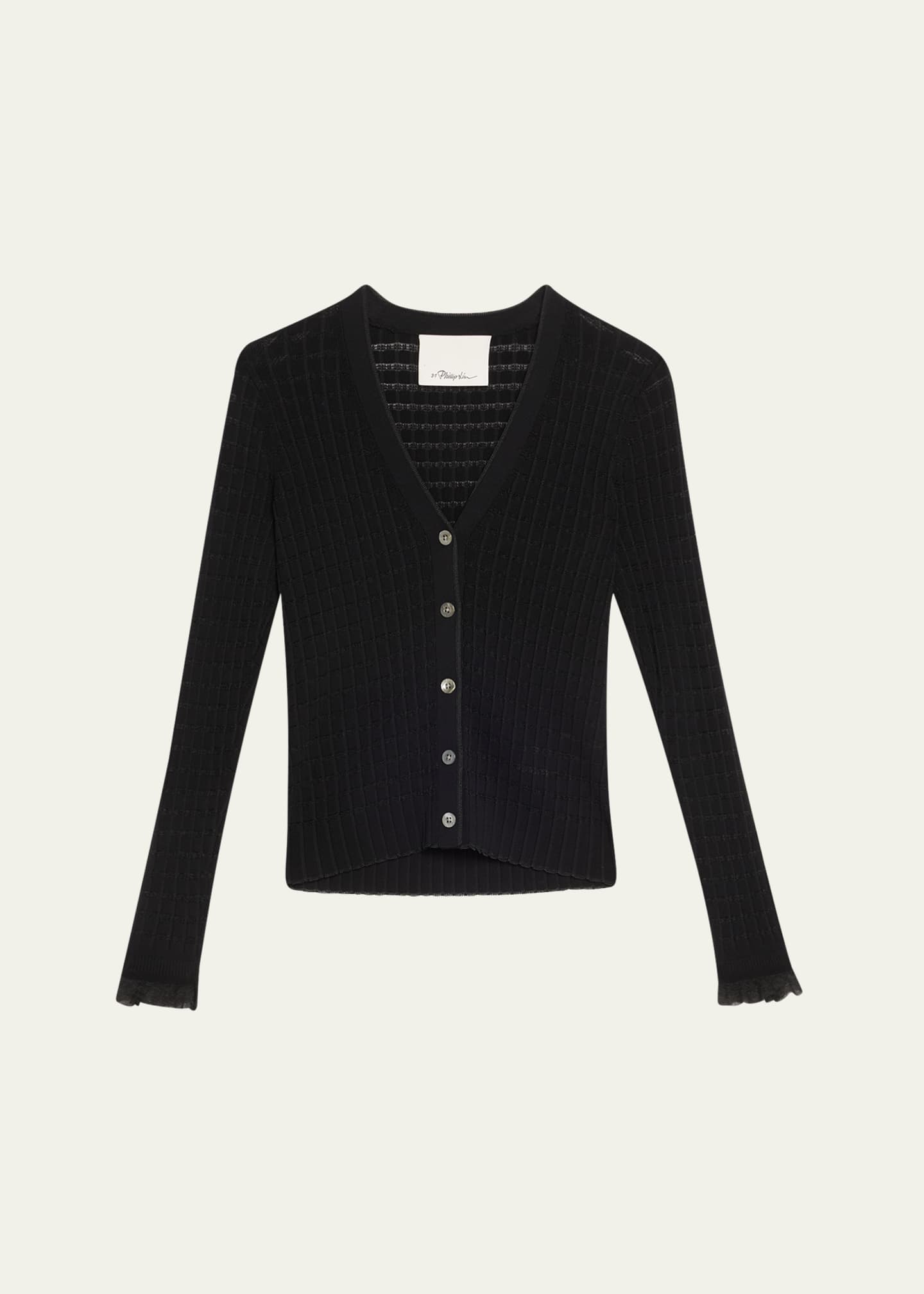 3.1 Phillip Lim Ruffle-Trim V-Neck Cardigan Image 1 of 5
