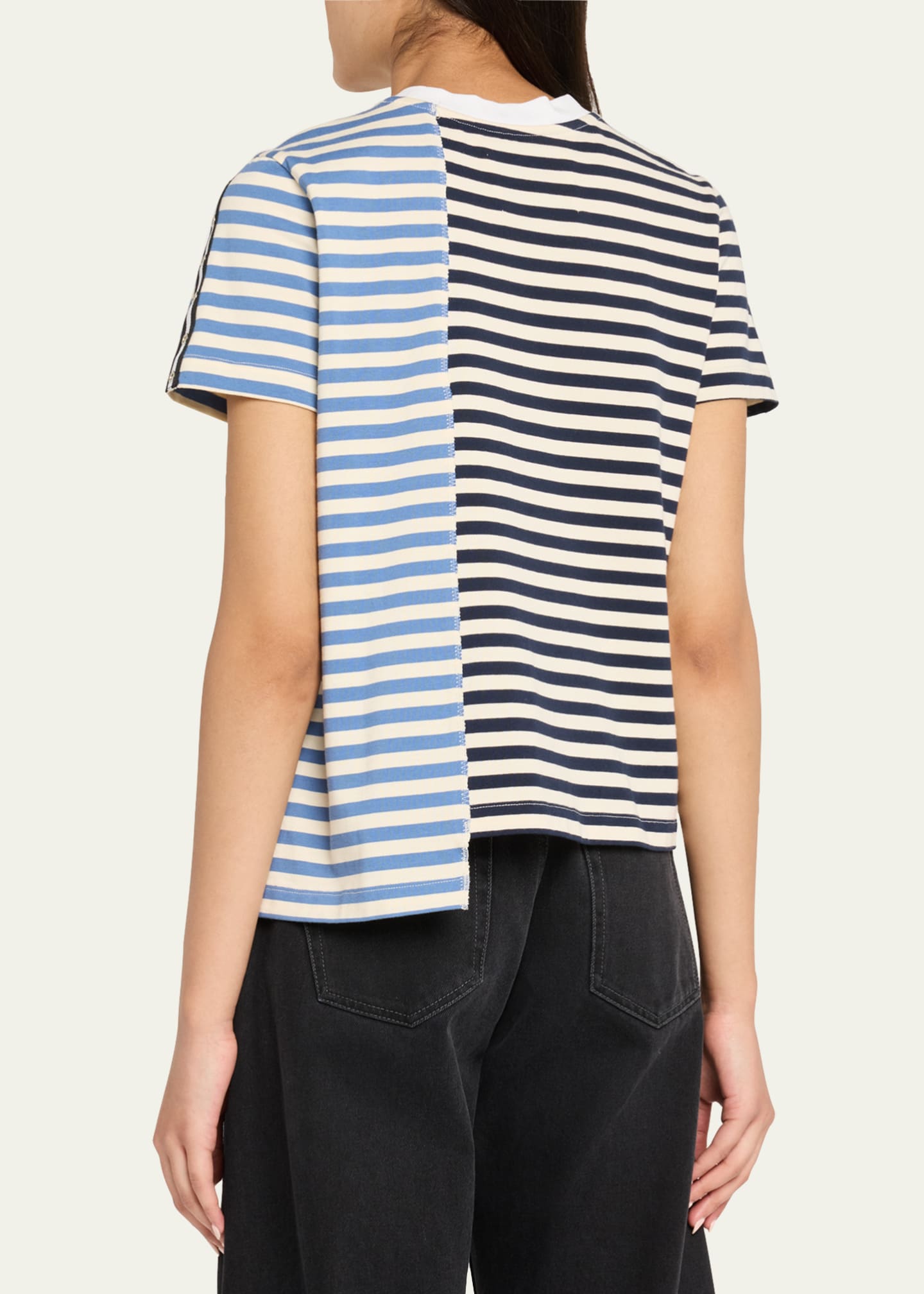 3.1 Phillip Lim Stripe Patchwork Crewneck T-Shirt Image 3 of 5