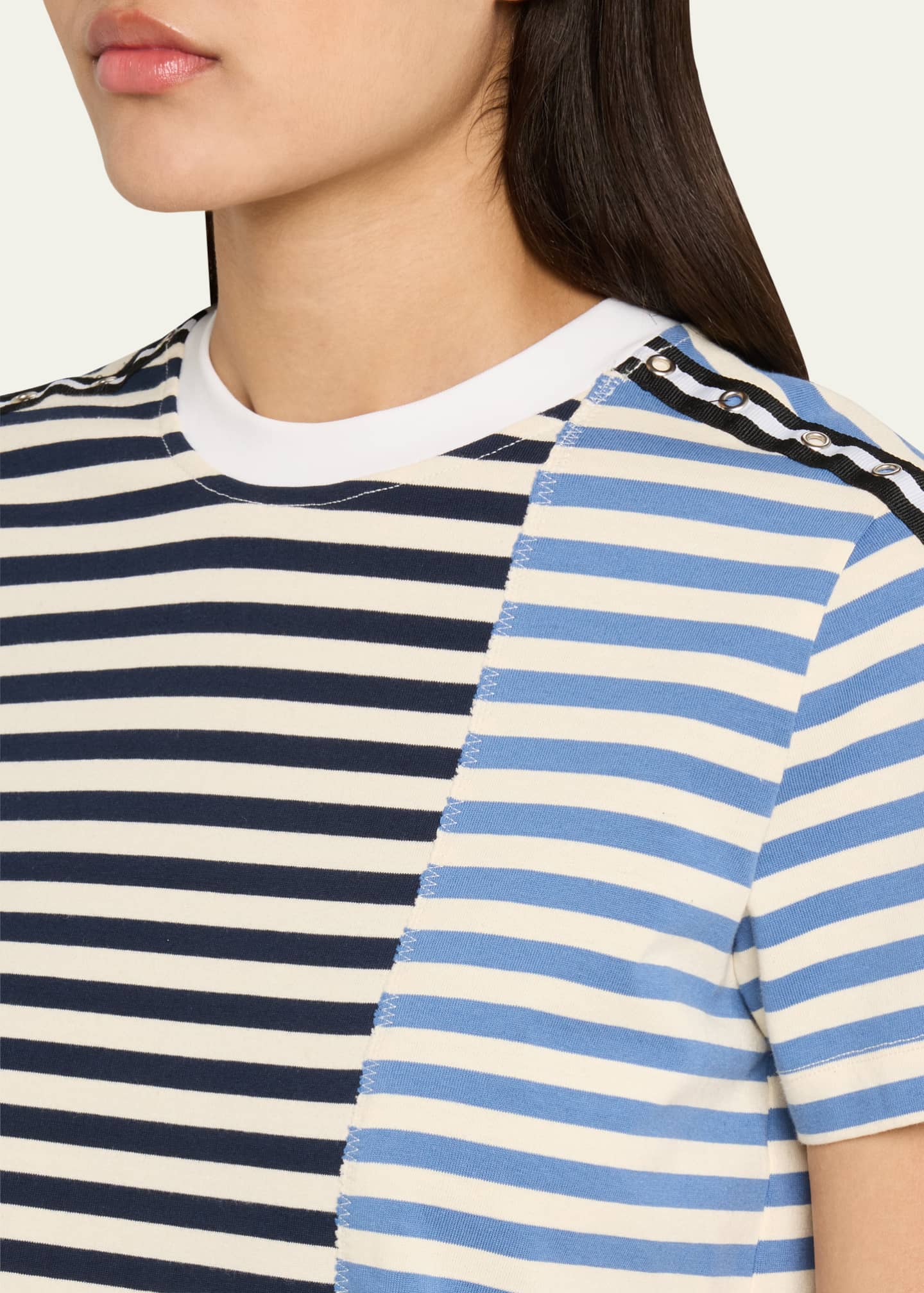 3.1 Phillip Lim Stripe Patchwork Crewneck T-Shirt Image 5 of 5