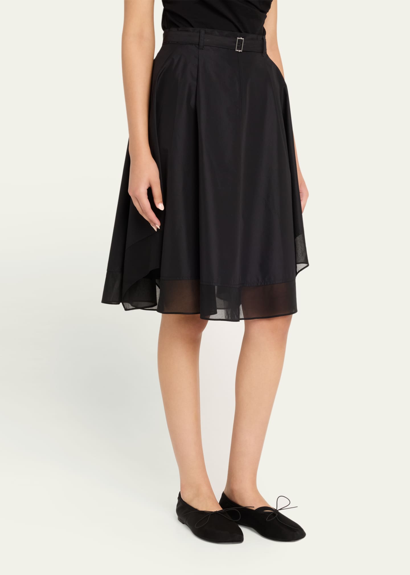 3.1 Phillip Lim Flounce Chiffon-Hem Midi Skirt Image 4 of 5