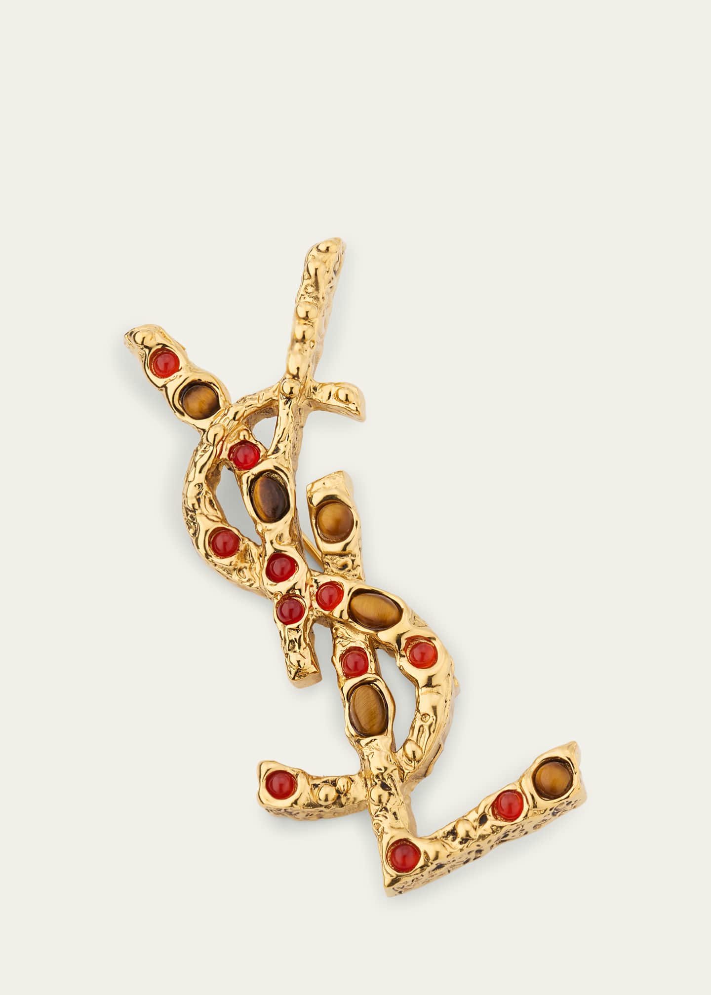 Saint Laurent Bejeweled Logo Brooch Image 3 of 4