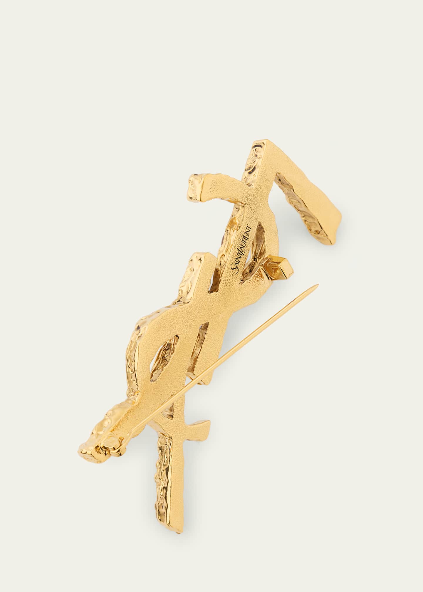 Saint Laurent Bejeweled Logo Brooch Image 4 of 4