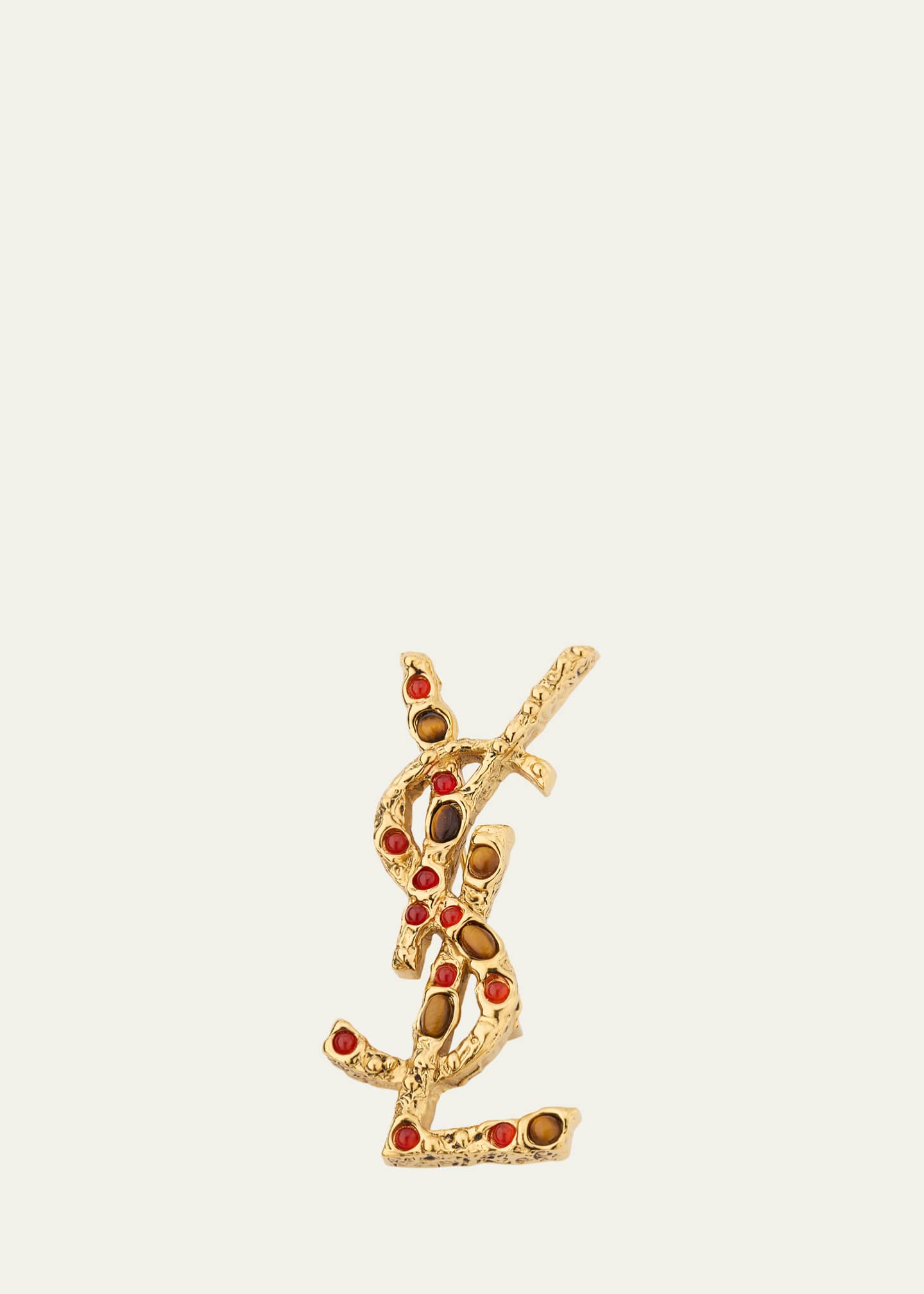 Saint Laurent Bejeweled Logo Brooch Image 1 of 4