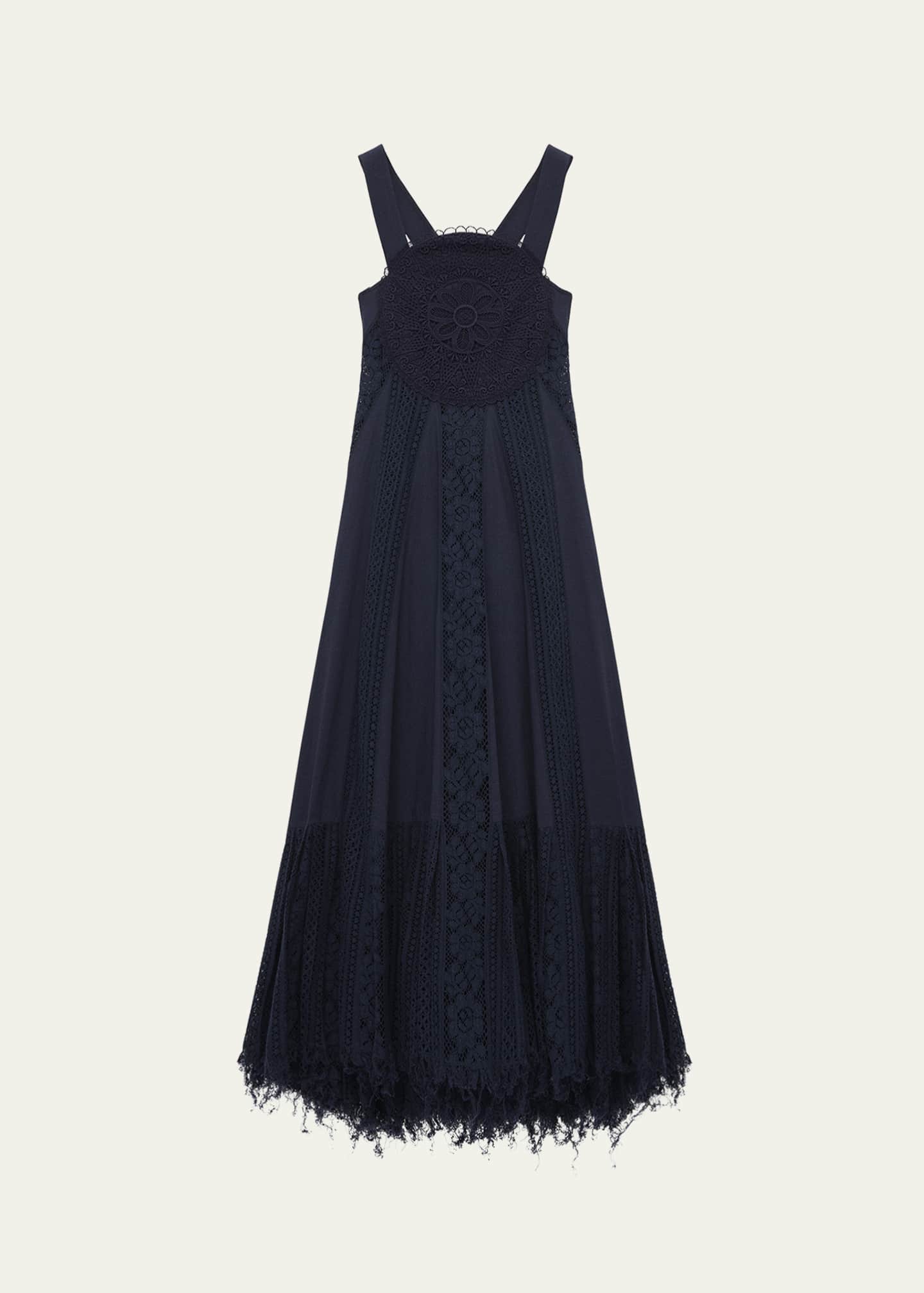 Loewe Lace Frayed Hem Poplin Dress Image 1 of 2