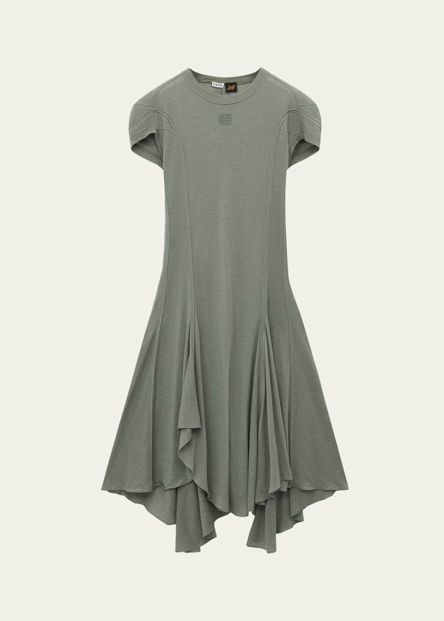 Loewe Puff-Sleeve Anagram Asymmetric Dress Image 1 of 2