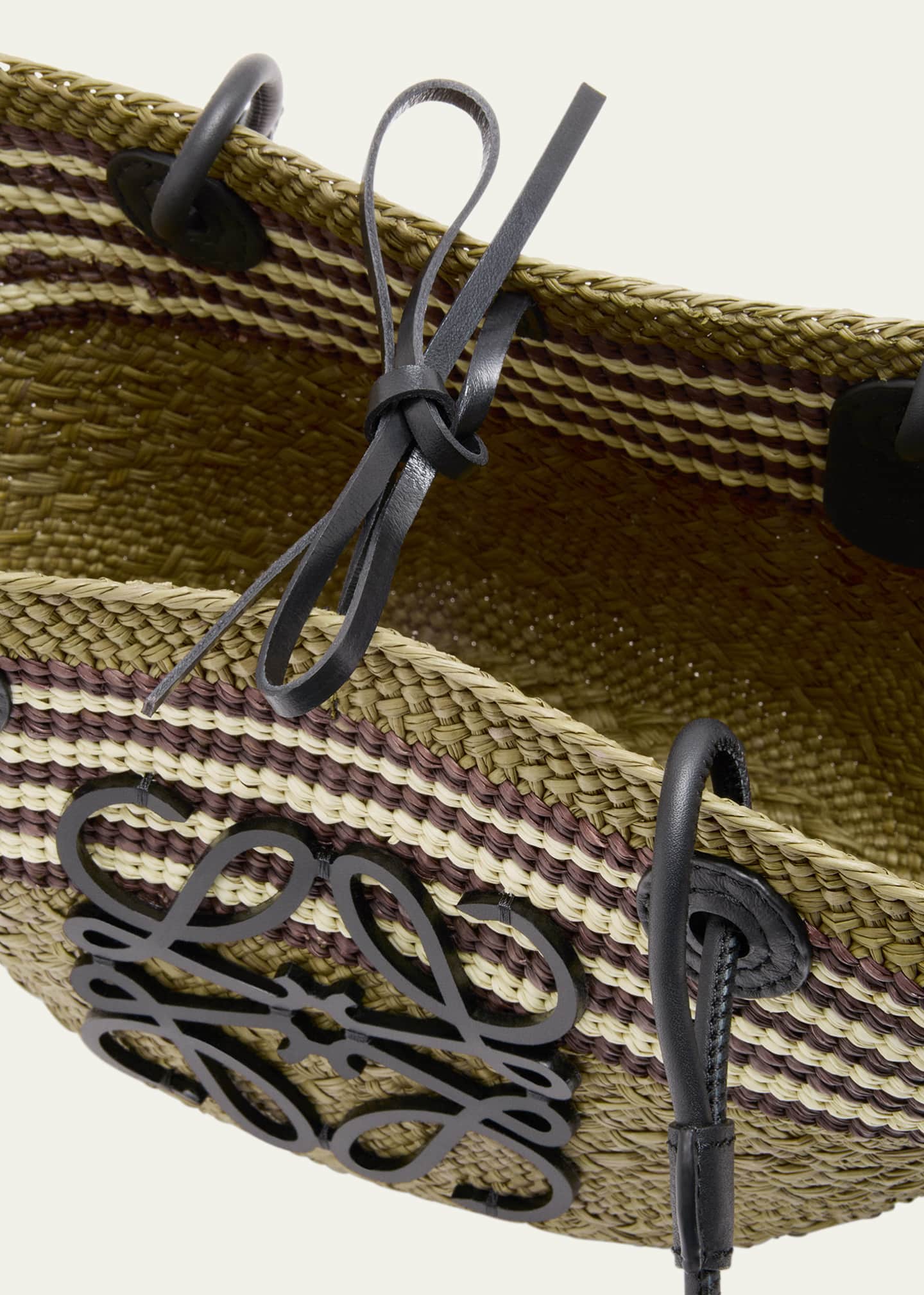 Loewe Small Anagram Striped Straw Tote Bag Image 4 of 5