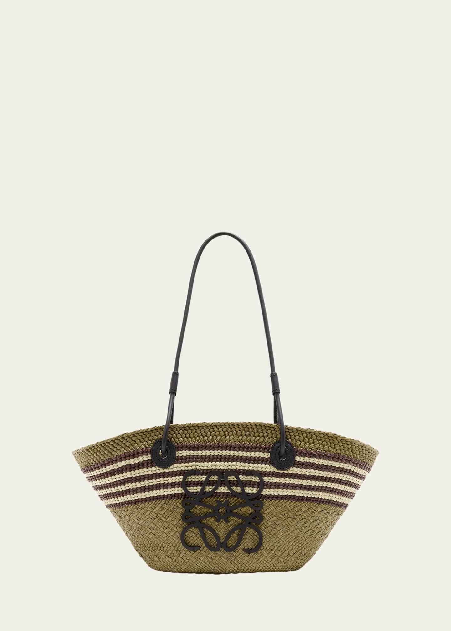 Loewe Small Anagram Striped Straw Tote Bag Image 1 of 5